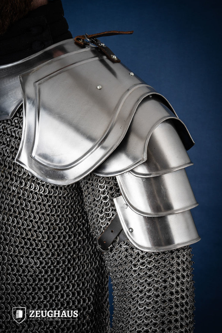 Polished Warrior Pauldrons - Medieval Armor Shoulder Guards for LARP, Cosplay & Renaissance Fairs | Authentic Knight Costume Accessory