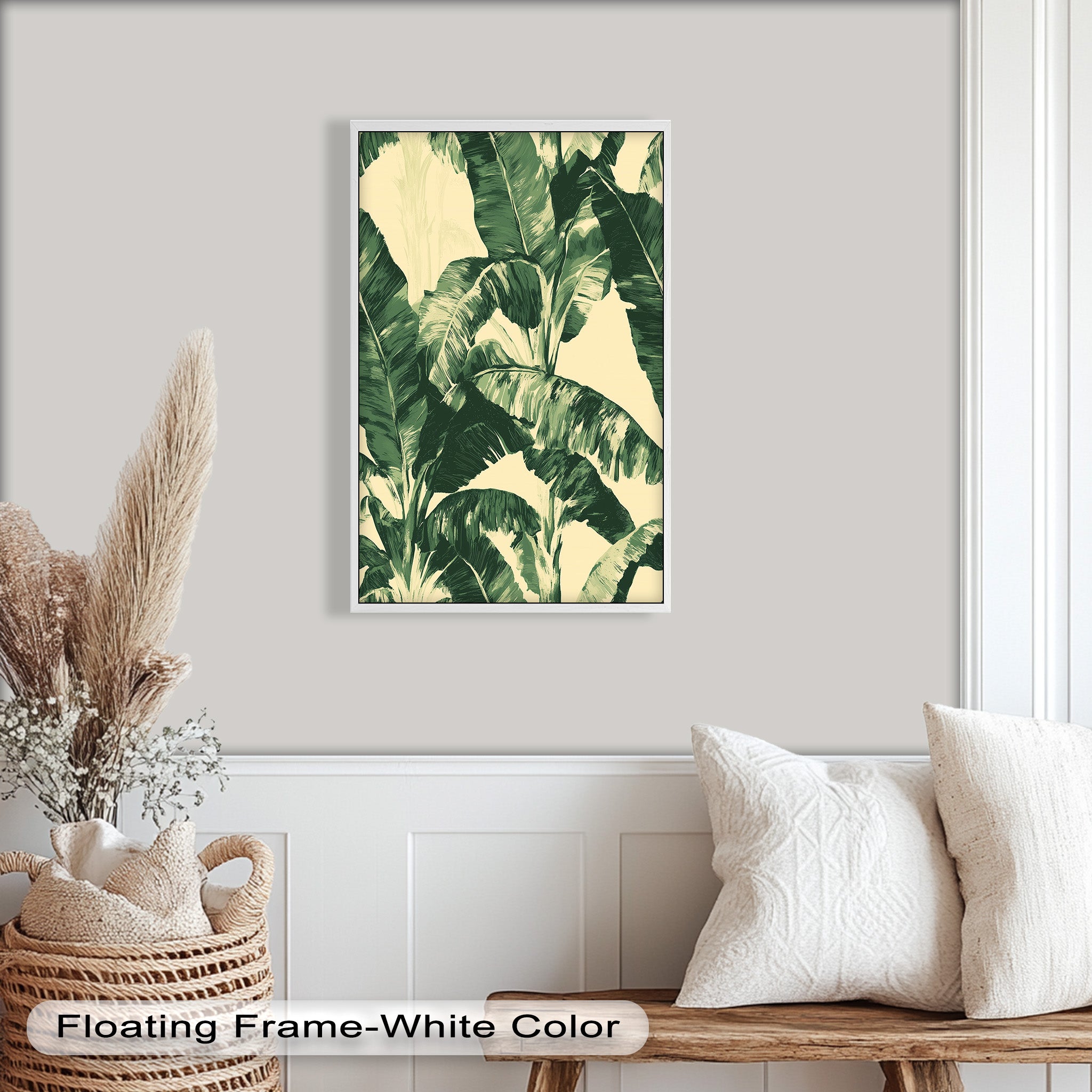 Banana Leaf Botanical Art - Framed Oil Painting for Home & Office Decor | Tropical Nature Wall Art | Perfect for Living Room, Bedroom, or Office
