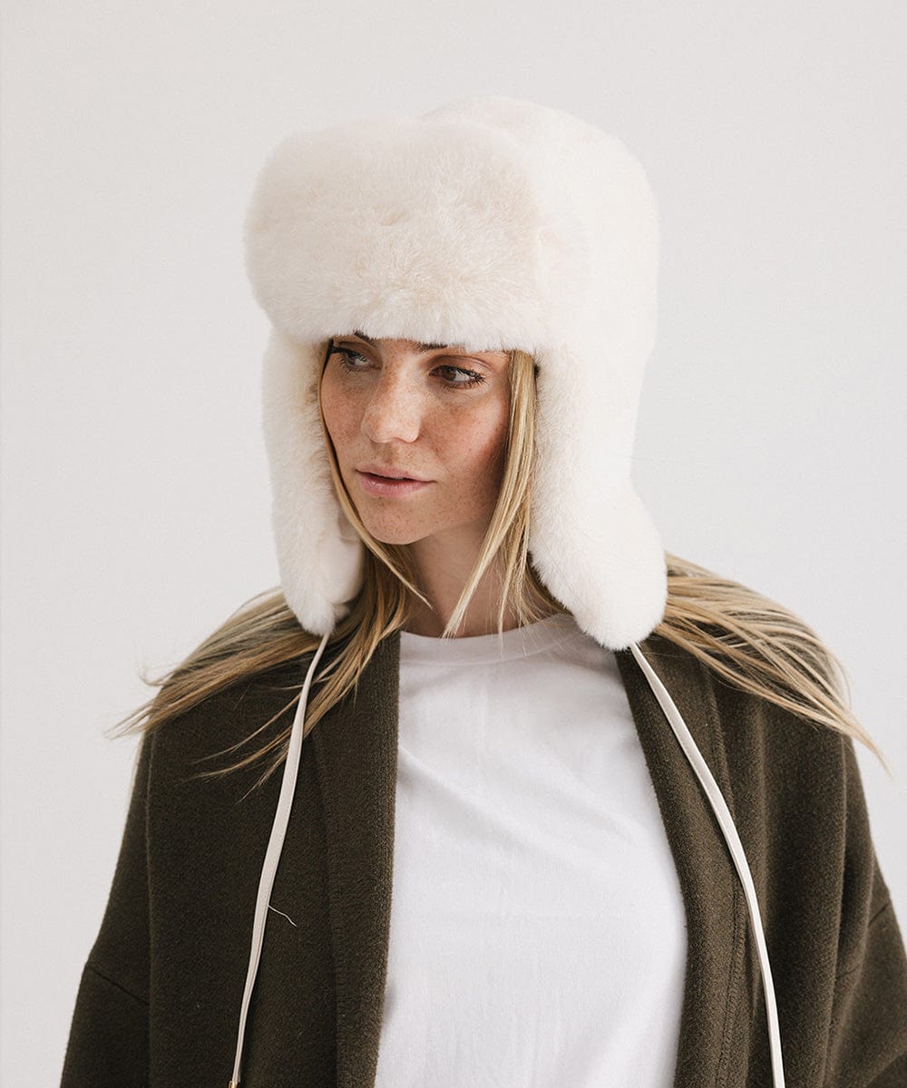 Logan Faux Fur Trapper Hat for Men Women - Winter Warm Fleece Lined Ear Flap Hat - Outdoor Hunting Skiing Snowboarding Hats