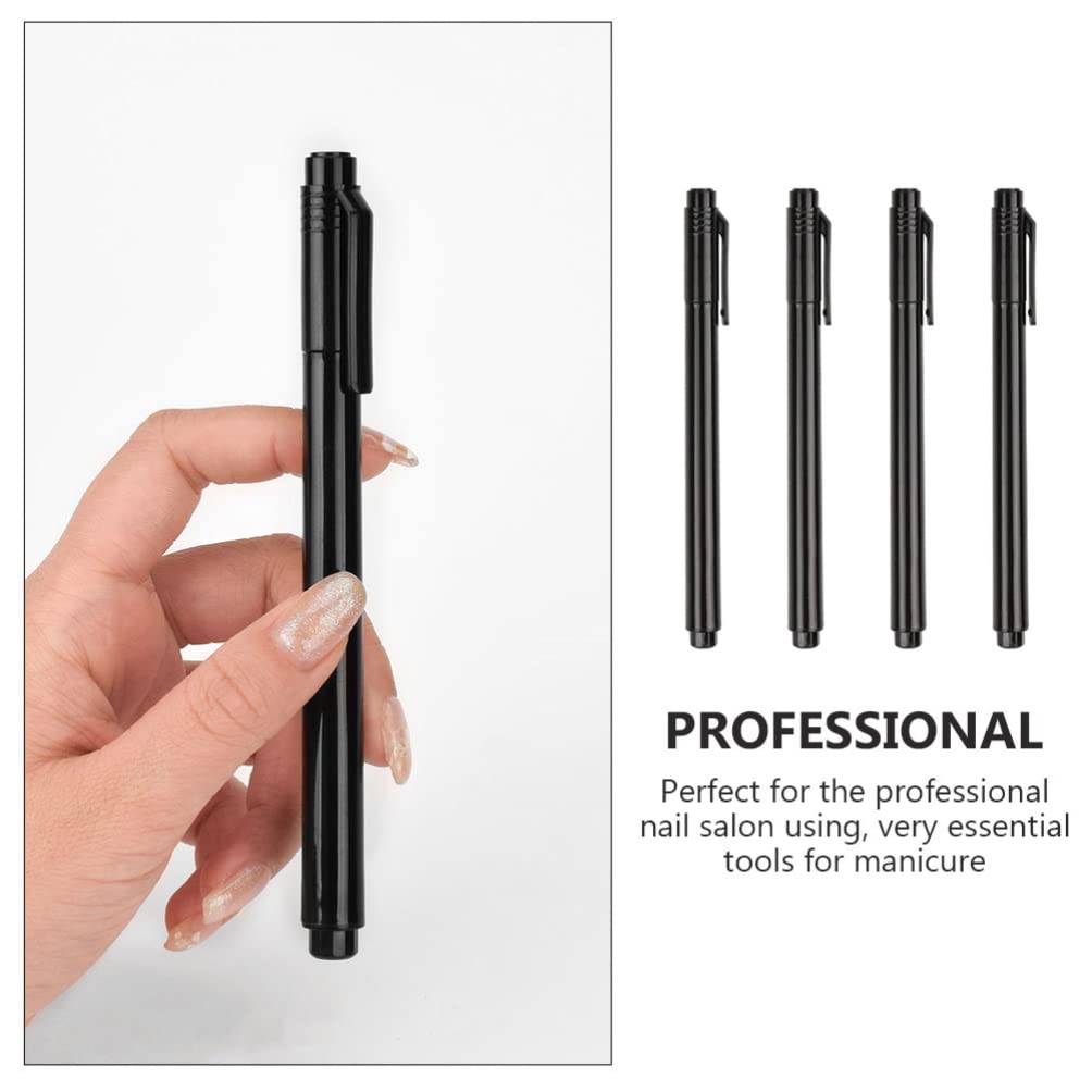 Professional Nail Art Pens Set - 4pcs Fine Tip Waterproof Nail Art Drawing Pens for Gel Polish, Black | Perfect for DIY Nail Designs, Salon Use & Creative Nail Art