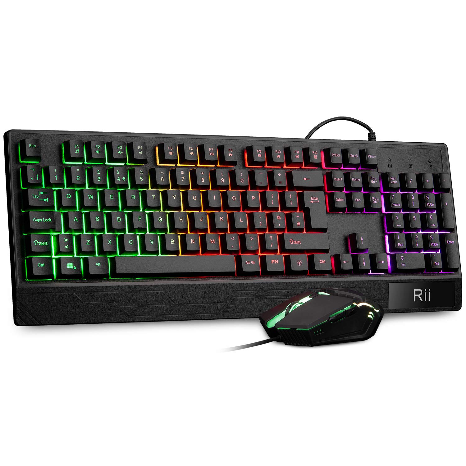 Rii RGB Backlit Gaming Keyboard and Mouse Combo for PC, PS4, Xbox - UK Layout | Perfect for Gaming, Office Work & Home Computer Use