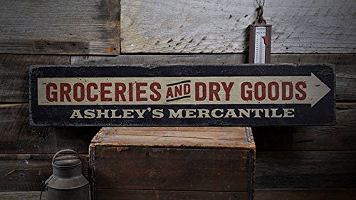 Handmade Vintage Wooden Dry Goods Sign - 11.25 x 60 Inches - Custom Mercantile Decor for Grocery Stores & Country Kitchens - Perfect for Farmhouse, Rustic Home Decor & Retail Shop Signage