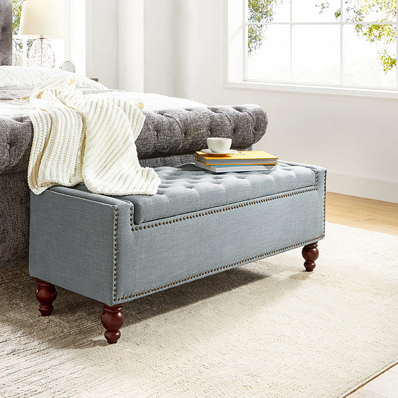 Eugen Upholstered Flip Top Storage Bench - Stylish Ottoman with Hidden Storage for Bedroom, Living Room & Entryway - Perfect for Seating, Storage & Home Decor