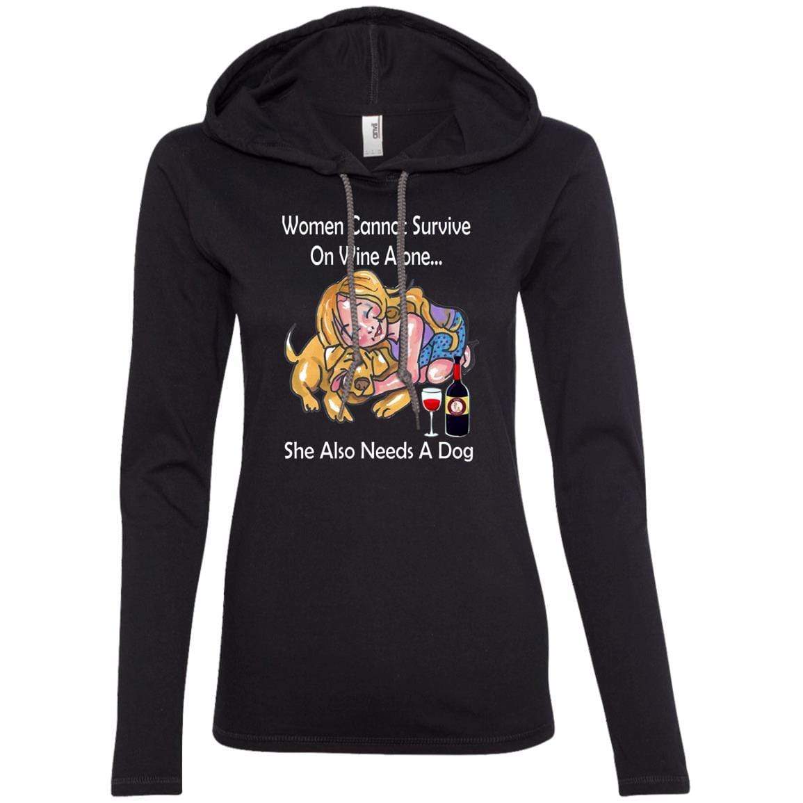 WineyBitches.co Women's Funny Wine Lover T-Shirt & Hoodie - White Lettering Long Sleeve Top for Wine Parties & Girls Night Out