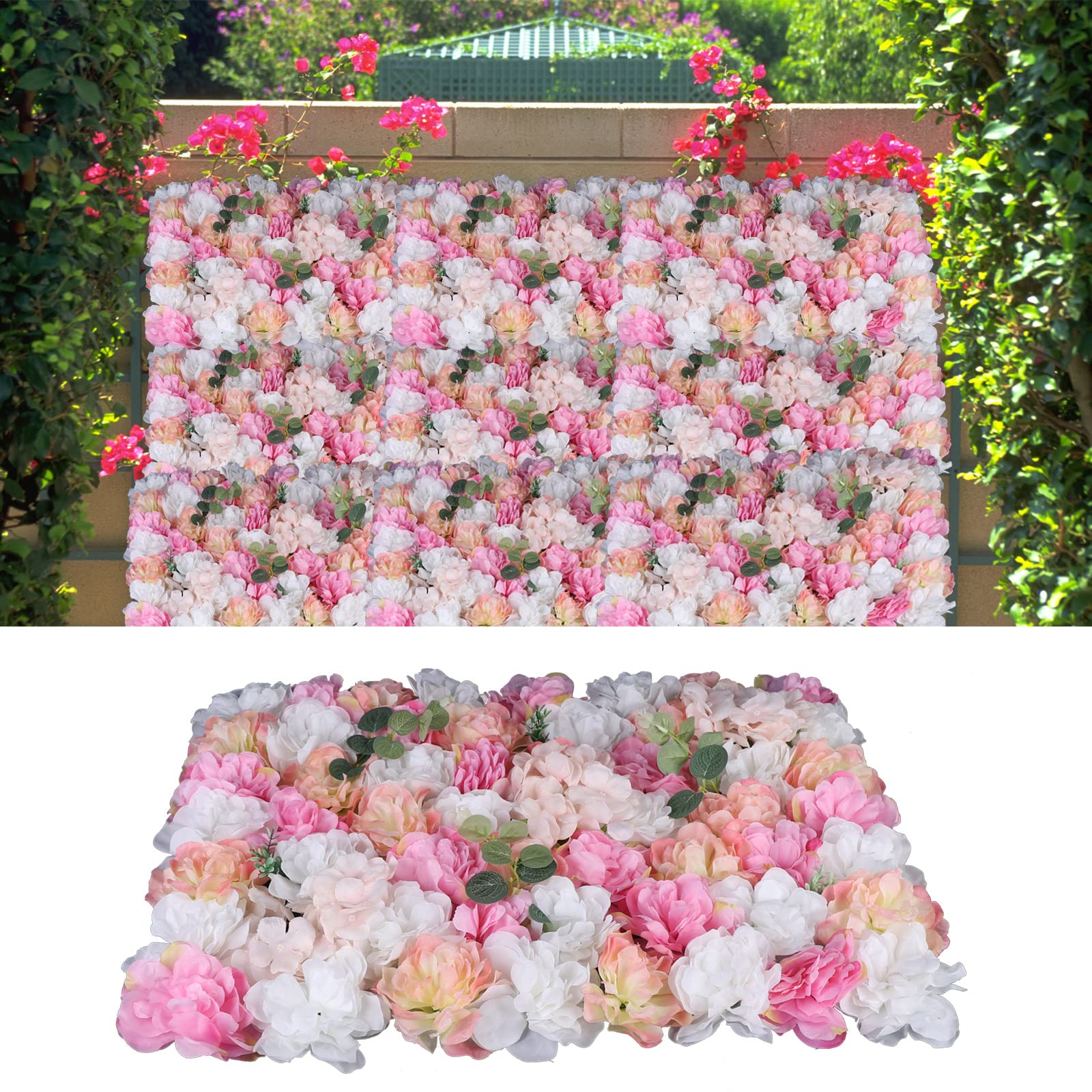 12 Pcs Artificial Silk Rose Flower Wall Panel - Romantic Wedding Backdrop, Party Decor, Floral Bouquet for Home, Garden & Event Decoration
