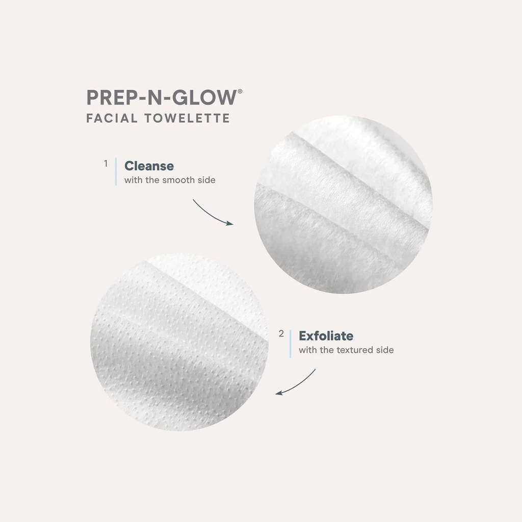 NuFACE Prep N Glow Exfoliating & Hydrating Facial Wipes - Gentle Exfoliation for Glowing Skin | Pre-Cleanse & Hydrate for Skincare Routine | Perfect for Travel, Gym & On-The-Go Use