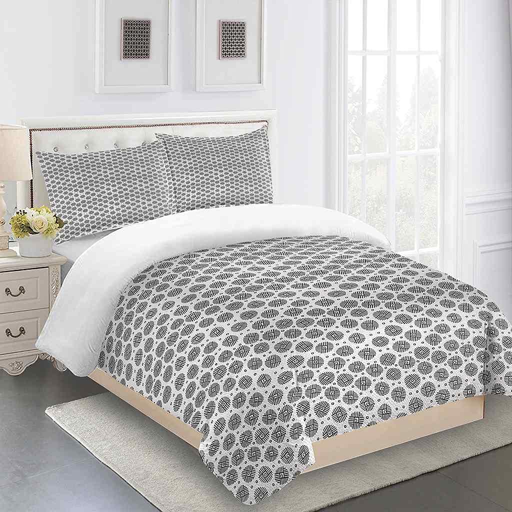 Modern Black and White Printed Queen Duvet Cover Set - 90