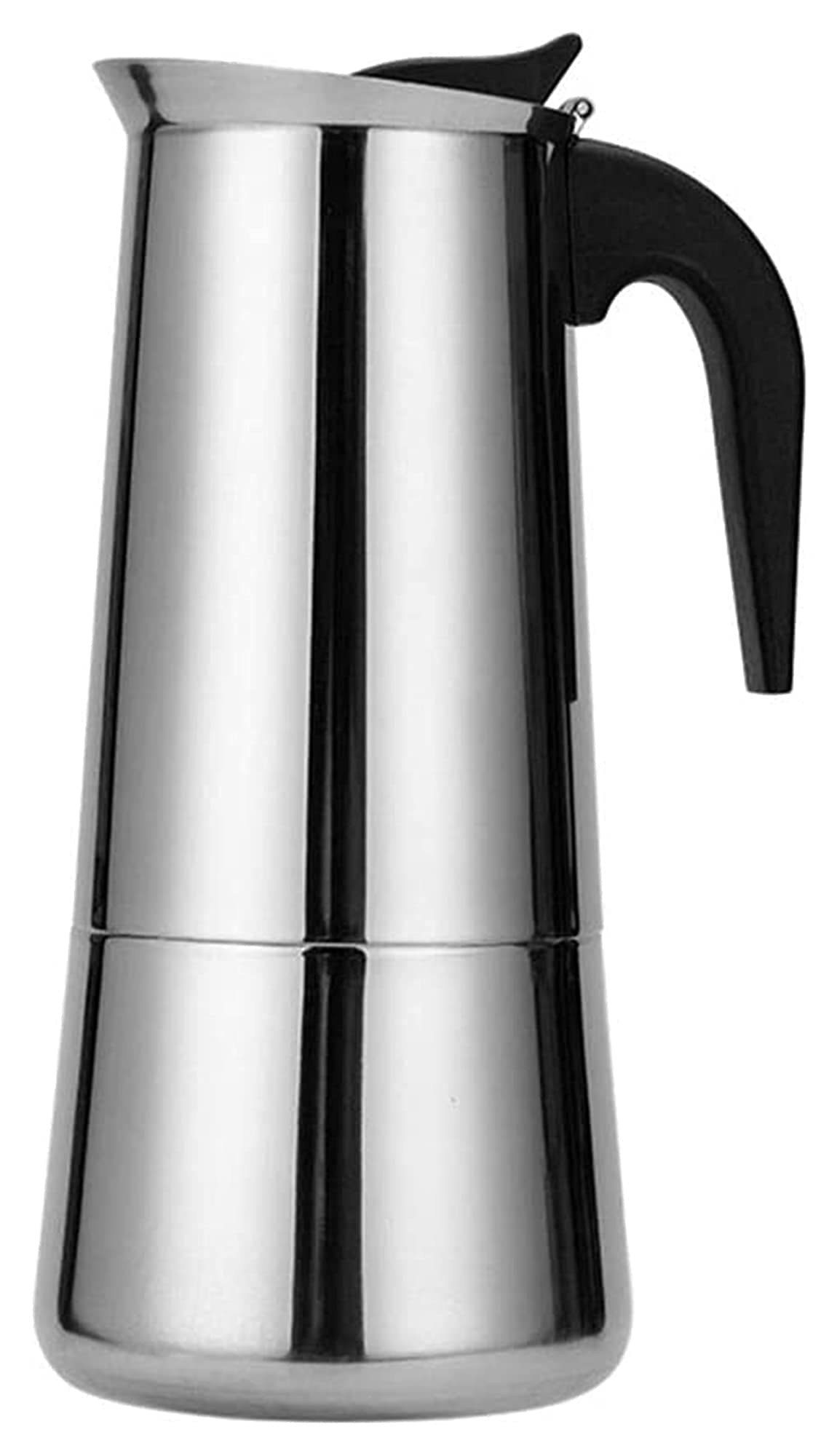 XYLXJ Stainless Steel Induction Stovetop Espresso Maker - 4 Cup/6 Cup/9 Cup/12 Cup Italian Moka Pot for Home & Office (Silver, 200ml/450ml) | Perfect for Camping, Travel & Gifts