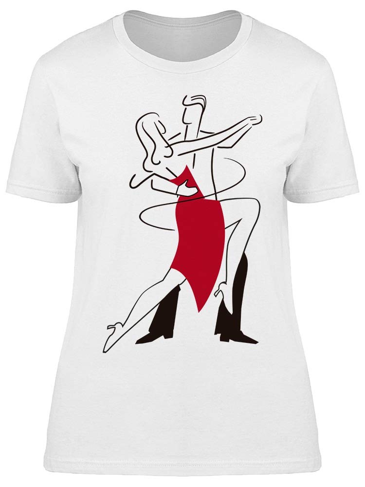 Smartprints Tango Dance Couple Sketch T-Shirt for Women - Stylish Graphic Tee for Dance Lovers, Date Nights & Latin Dance Events