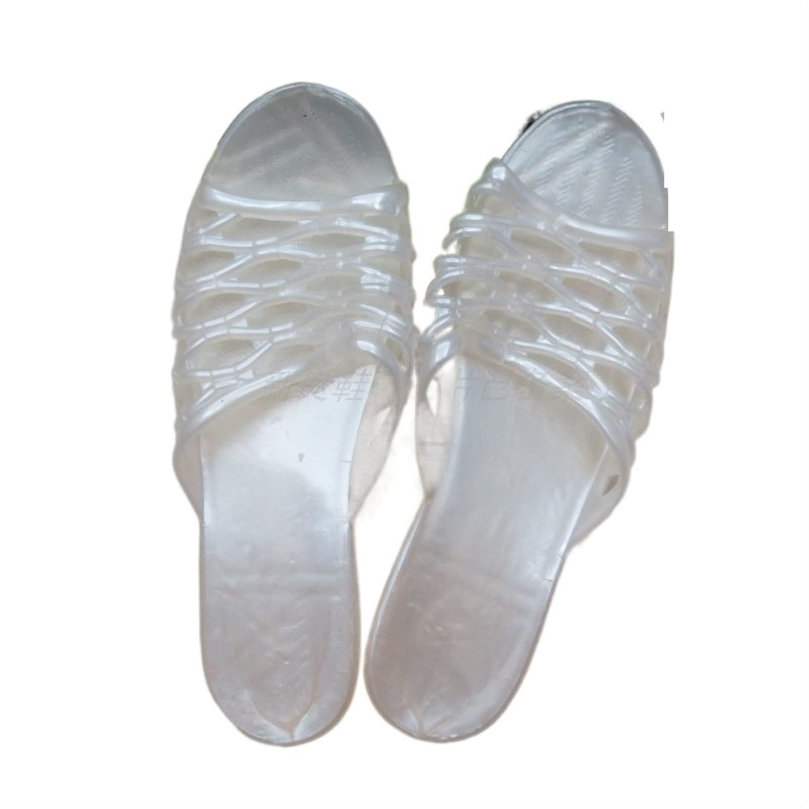 NarcNton Clear Jelly Sandals for Women, Men & Kids - Comfortable Plastic Slides for Beach, Pool & Home - Wide Fit Slippers in White (Size 5) - Perfect Summer Footwear for Casual Wear & Dressy Outfits