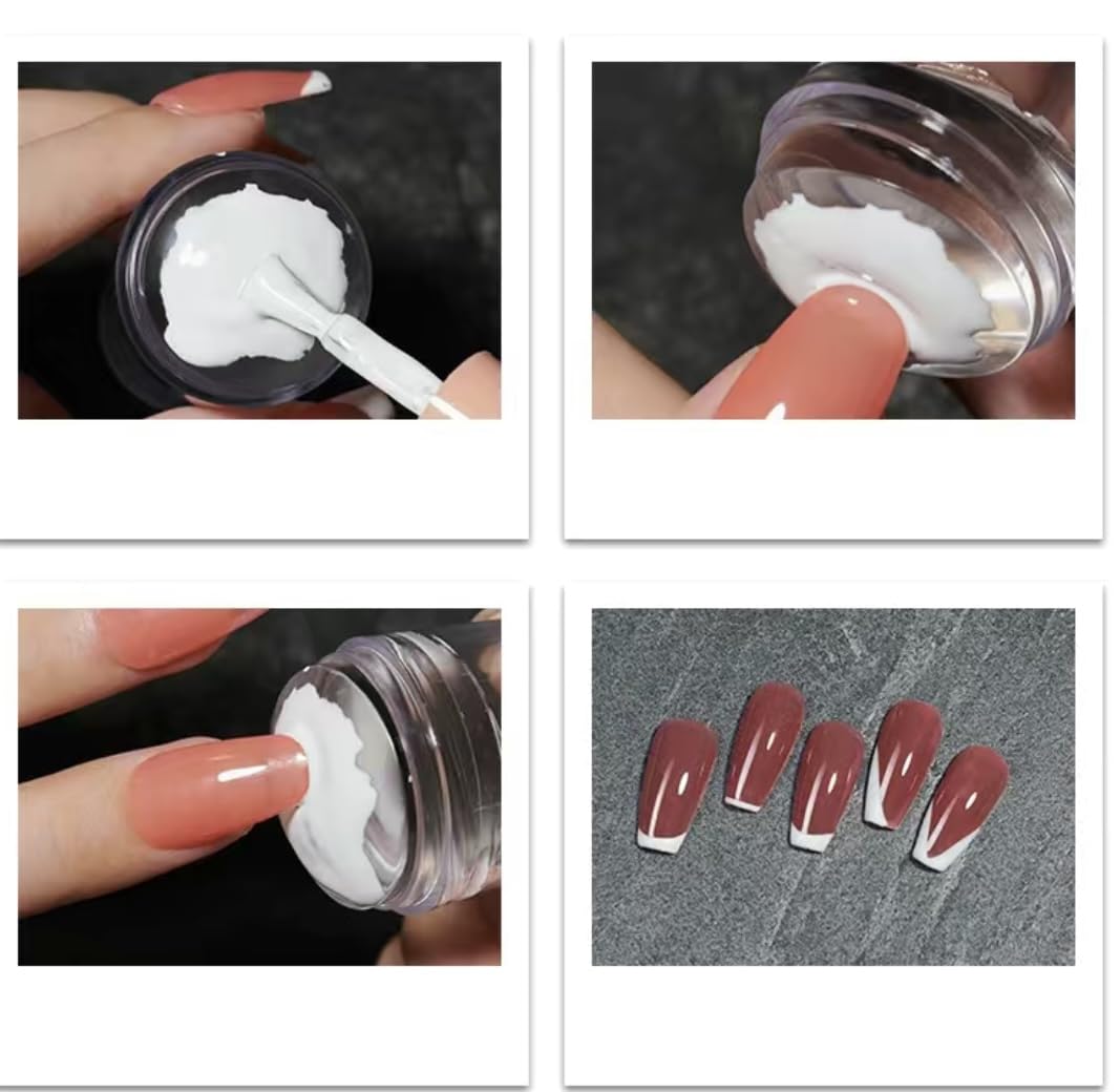 Jelly Silicone Nail Stamper for French Nails - Transparent Nail Art Stamping Kit with Scraper - DIY Manicure Tool for Salon & Home Nail Designs