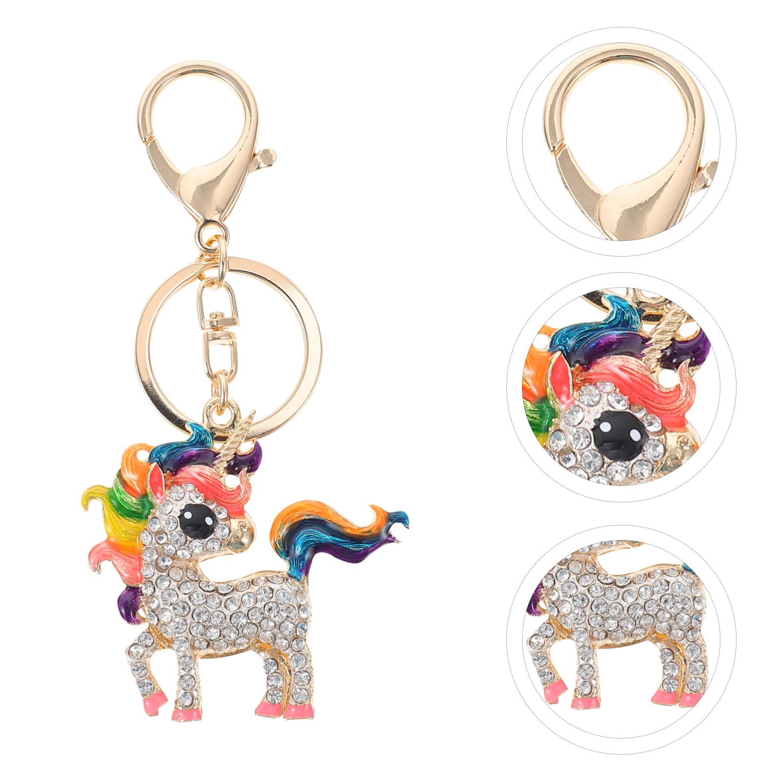 VALICLUD Elegant Unicorn Purse Charms - Sparkling Rhinestone Keychain & Ring Set for Handbags - Perfect Gift for Women & Girls - Great for Accessorizing Bags, Backpacks, or Keys