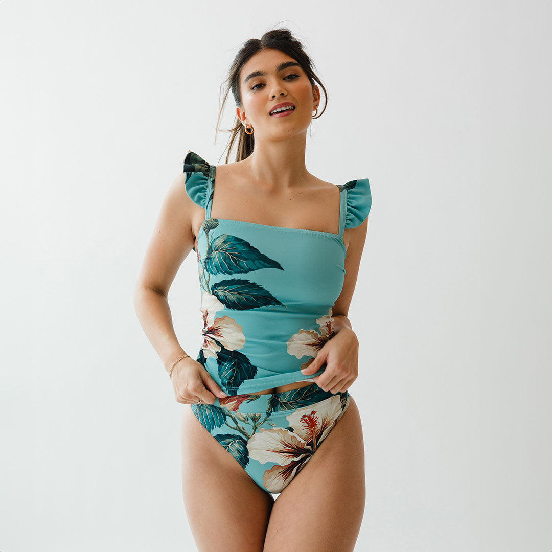 Bella Women's Turquoise Tankini Swimsuit - Stylish Two-Piece Bathing Suit for Beach, Pool, and Summer Vacations