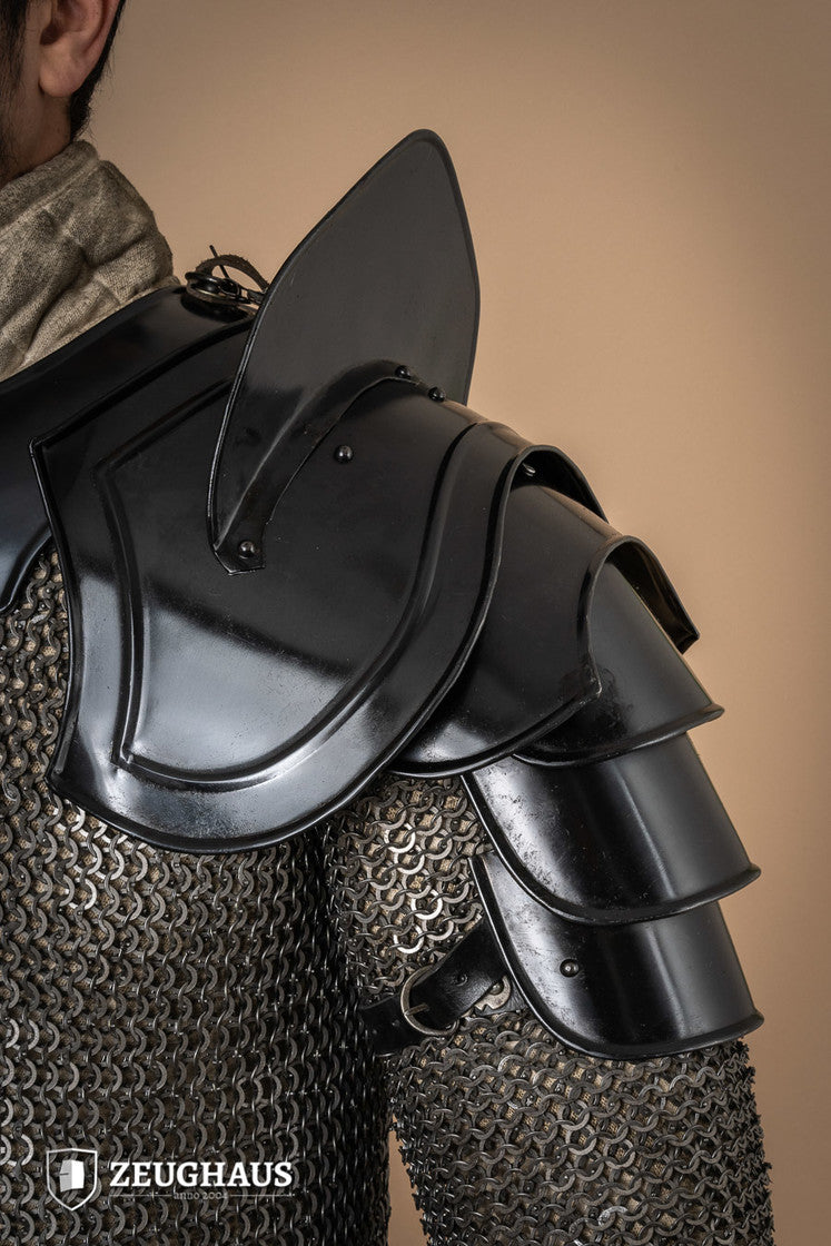 Pauldrons Warrior with Bladebreakers Burnished - Medieval Armor Shoulder Guards for Cosplay, LARP & Renaissance Fairs - Perfect for Costume Parties & Historical Reenactments