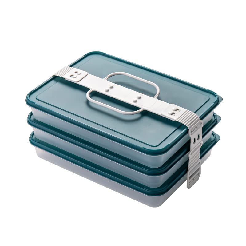 Nipogear Large Capacity Dumpling Storage Container - Airtight Freezer-Safe Food Organizer for Wontons, Dumplings & Frozen Meals - BPA-Free Plastic Fridge Organizer (Blue) - Perfect for Meal Prep, Freezer Storage & Kitchen Organization