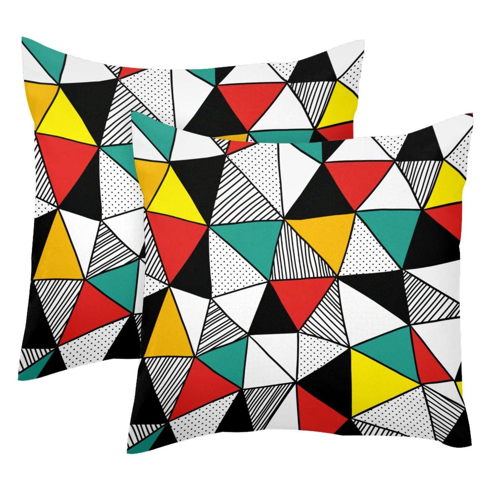 2 Pack 20x20 Inch Square Throw Pillow Covers - Soft Plush Geometric Cushion Cases for Bed, Sofa, Couch & Car - Home Decor & Living Room Accessories