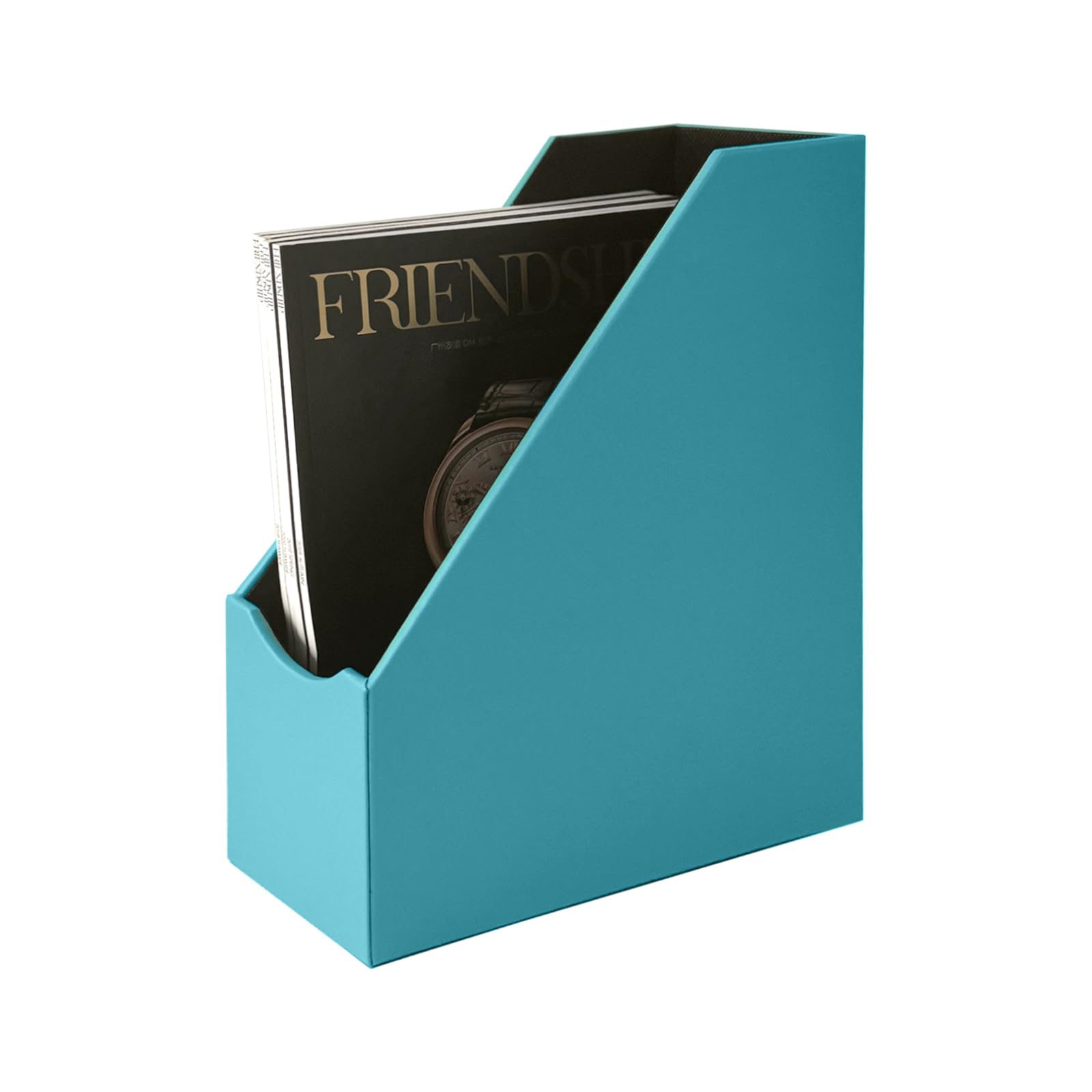 UnionBasic Leatherette Magazine File Holder - Peacock Blue Desktop Document Organizer for Home Office | Paper Storage, Literature Sorter | Perfect for Office Organization, School Supplies & Home Filing Systems