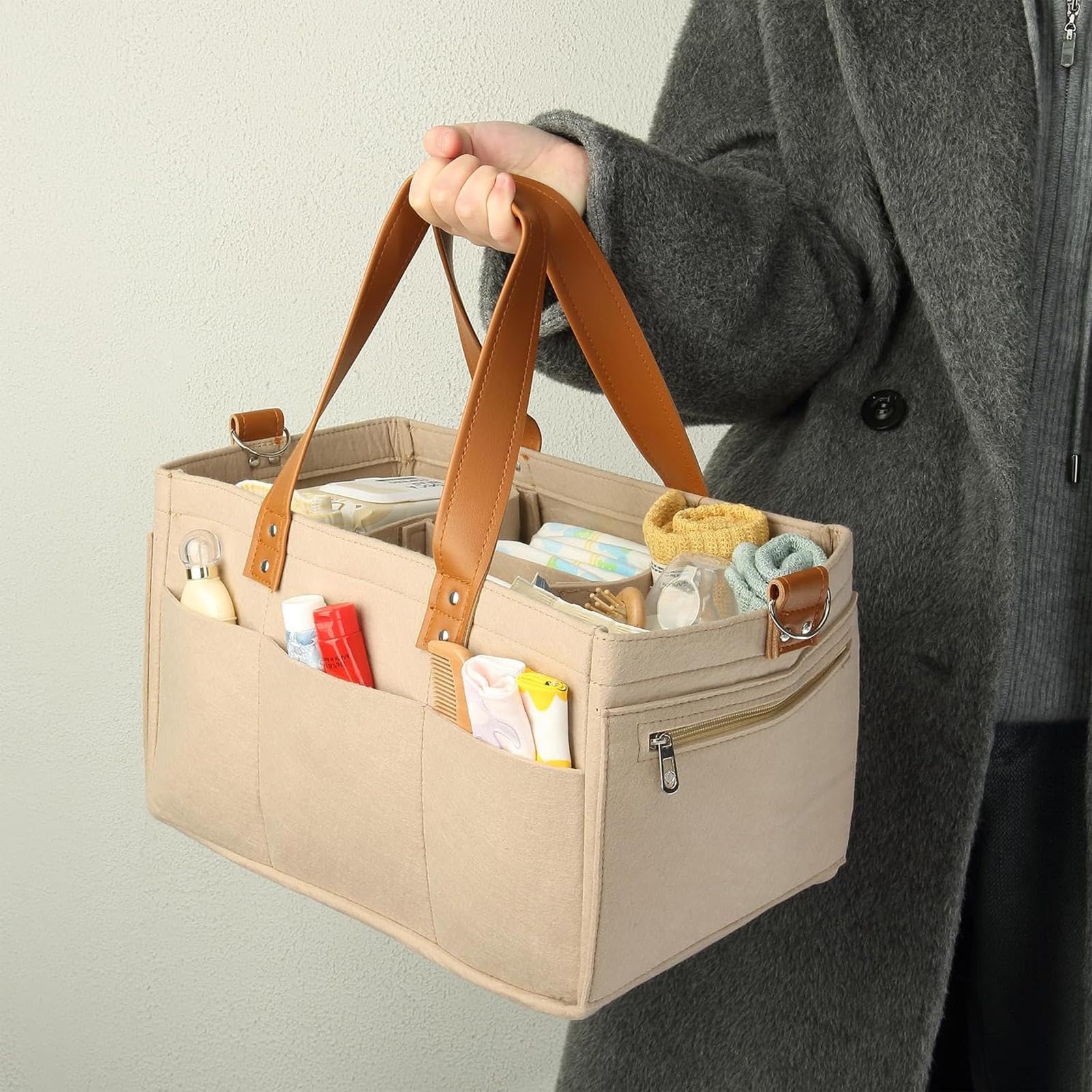 Premium Felt Diaper Bag for Moms - Large Capacity Baby Travel Organizer with Multiple Pockets | Perfect for Daycare, Outings & Family Trips