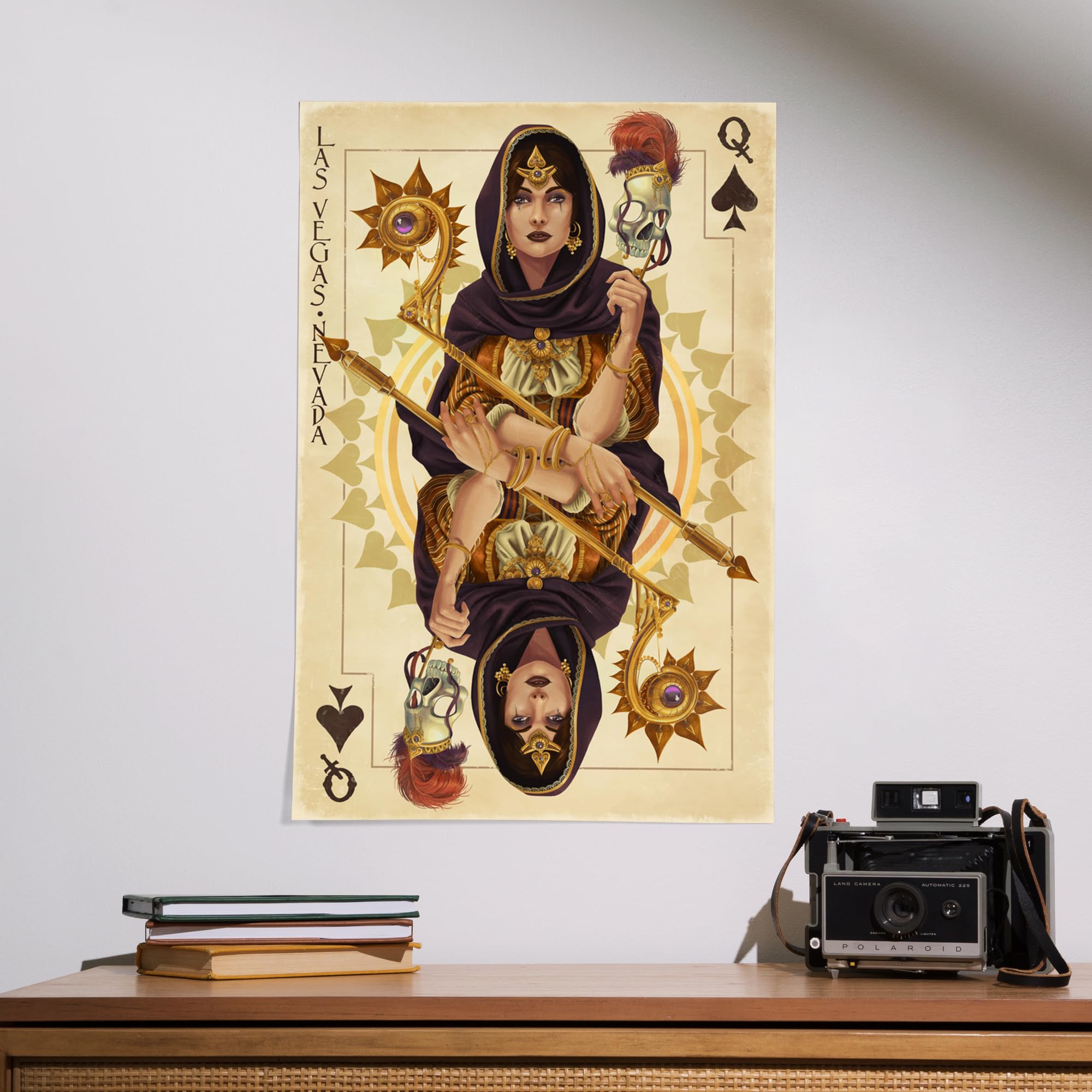 Lantern Press 16x24 Inch Premium Giclee Art Print - Las Vegas Nevada Casino Queen of Spades Playing Card Wall Decor | Perfect for Home, Office & Game Room Decorations