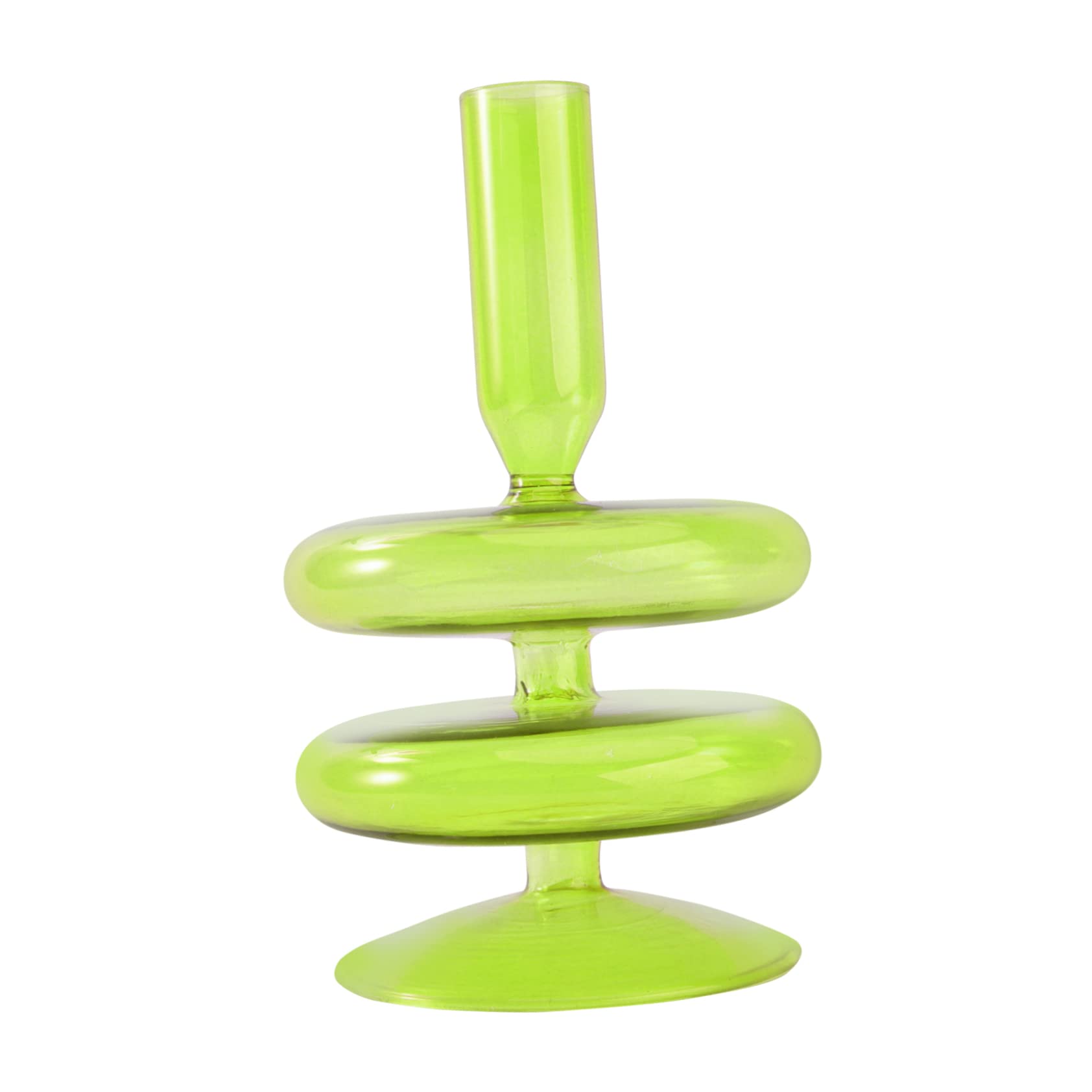 ABOOFAN 6.4 Inch Glass Candle Holders - Elegant Pillar & Taper Candlestick Holder for Home Decor, Wedding Centerpieces & Dining Table Decorations (Green) | Perfect for Romantic Dinners, Holiday Decor & Special Occasions