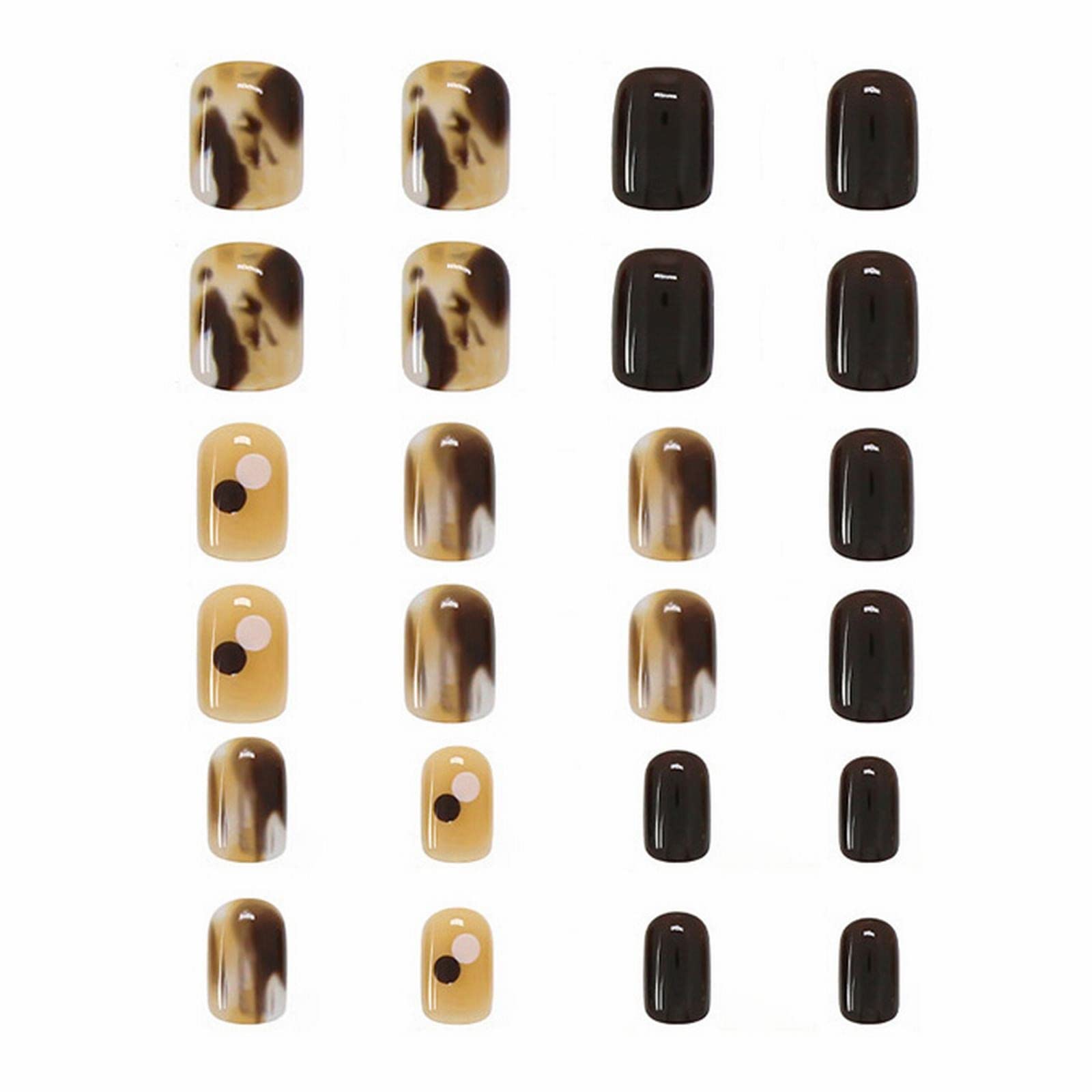 False Nail Stickers - Tortoise Shell Amber Glitter Press On Nails for Autumn Winter, 3ml Wearable Nail Patches (Style A, One Size) - Perfect for Parties, Weddings & Daily Wear