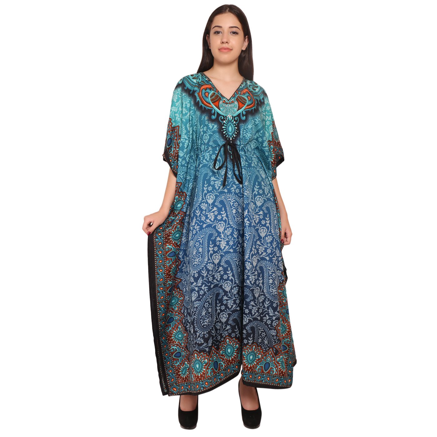 Women's Flowy Kaftan Beach Cover Up - Lightweight Swimwear Bikini Cover-Up Dress for Summer Vacation, Pool Party & Beach Getaway