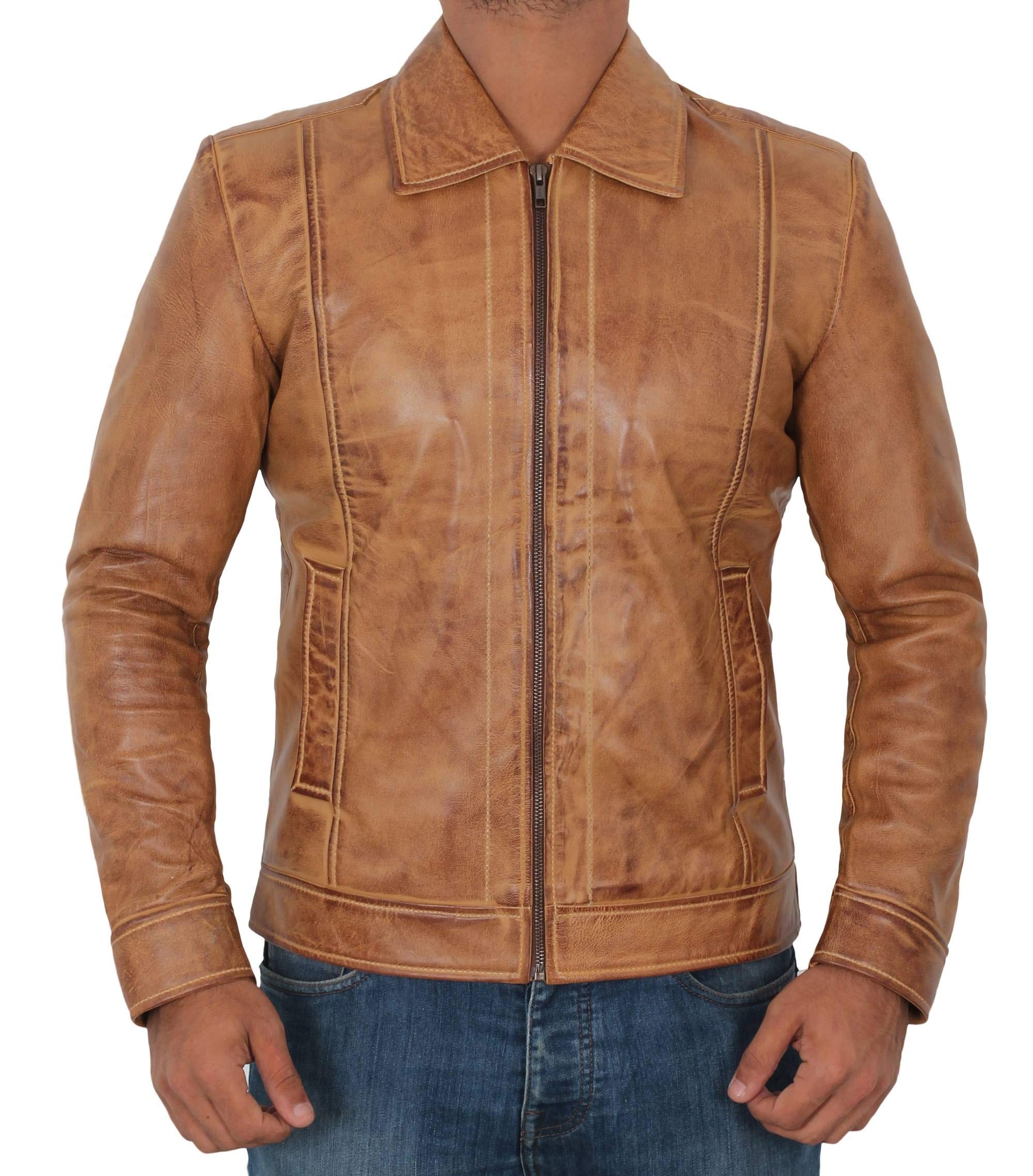 Premium Lambskin Leather Jacket for Men - Classic Biker Style Motorcycle Jacket | Genuine Leather Outerwear for Casual Wear, Night Out & Riding