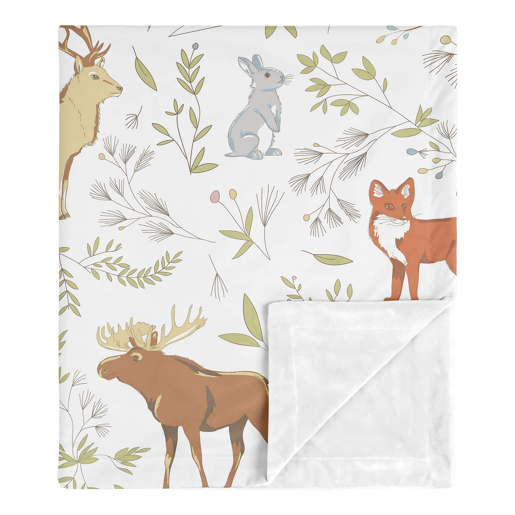 Sweet Jojo Designs Woodland Animal Swaddle Blanket - Bear Deer Fox Print, Soft Minky Fabric for Baby Boys & Girls, Newborn Toddler Nursery, Car Seat & Stroller Accessories (Grey, Green, Brown) - Perfect for Cozy Naps, Photo Shoots & Outdoor Adventures