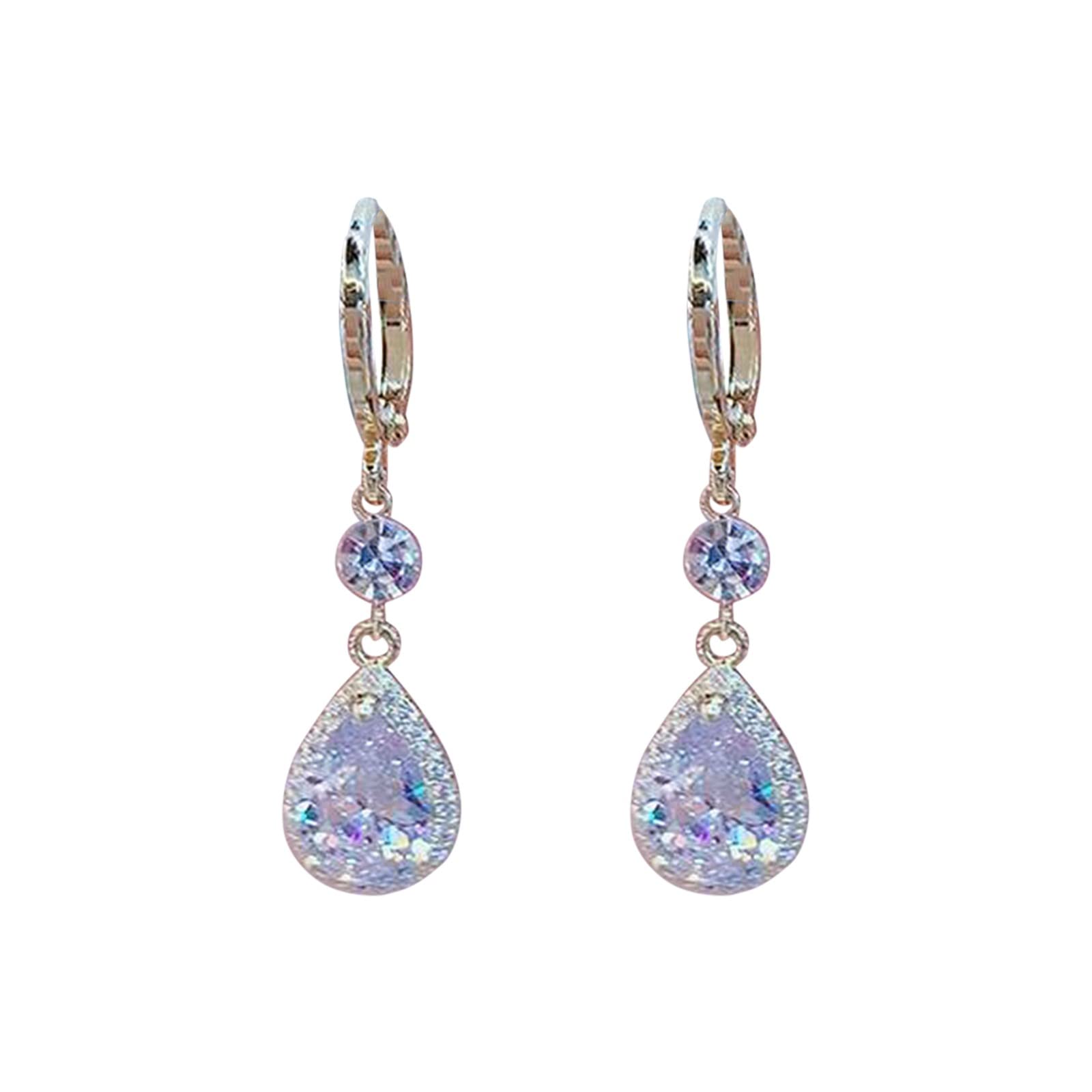 Zircon Water Drop Earrings for Women - Elegant Thin Dangle Rhinestone Wedding Earrings | Perfect for Bridal, Party, and Evening Occasions