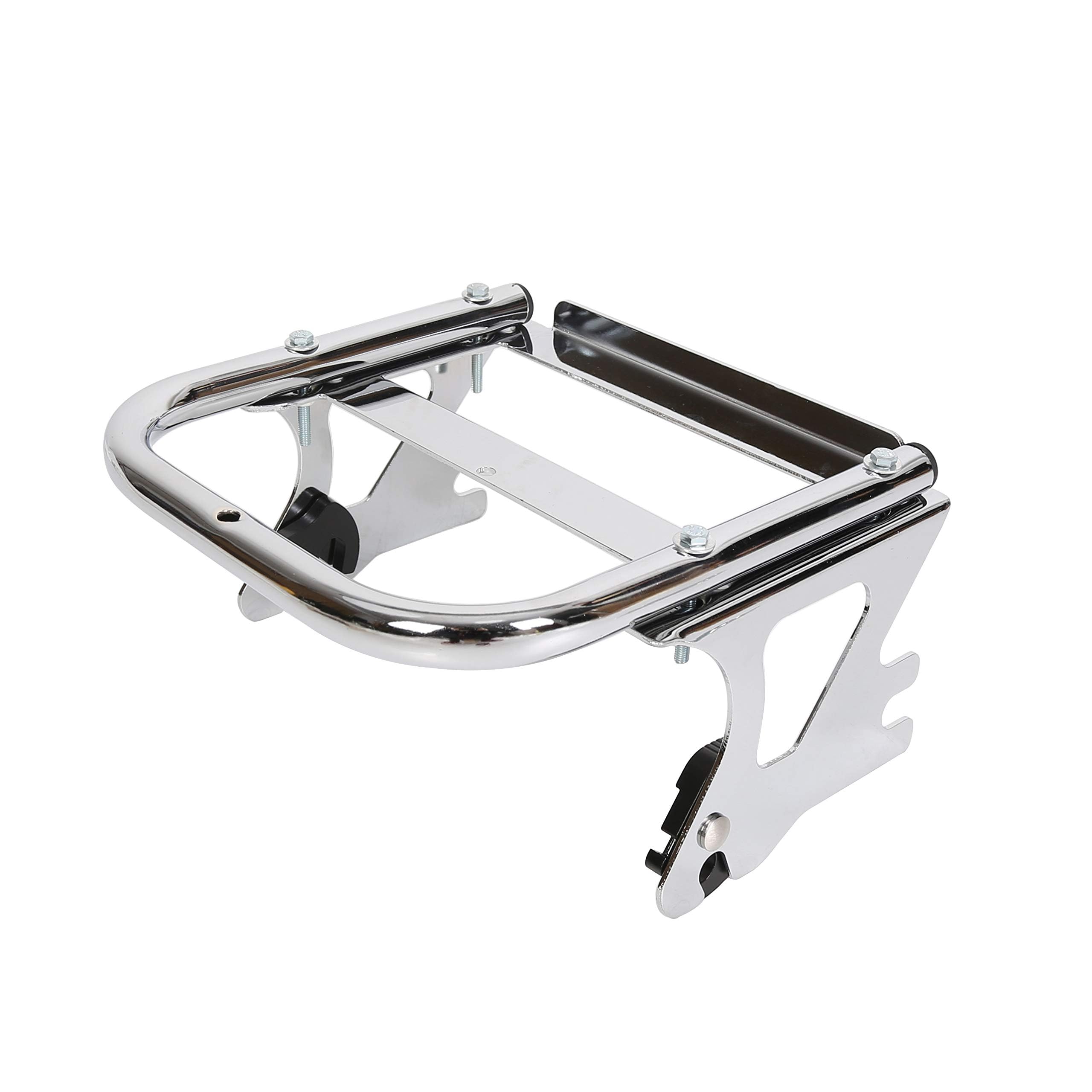 KUAFU Detachable Two-Up Luggage Rack for 1997-2008 Harley-Davidson Touring (Road King FLHT/FLHX/FLTR) - Chrome Trunk Tour Pack Mount - Perfect for Long Rides & Road Trips