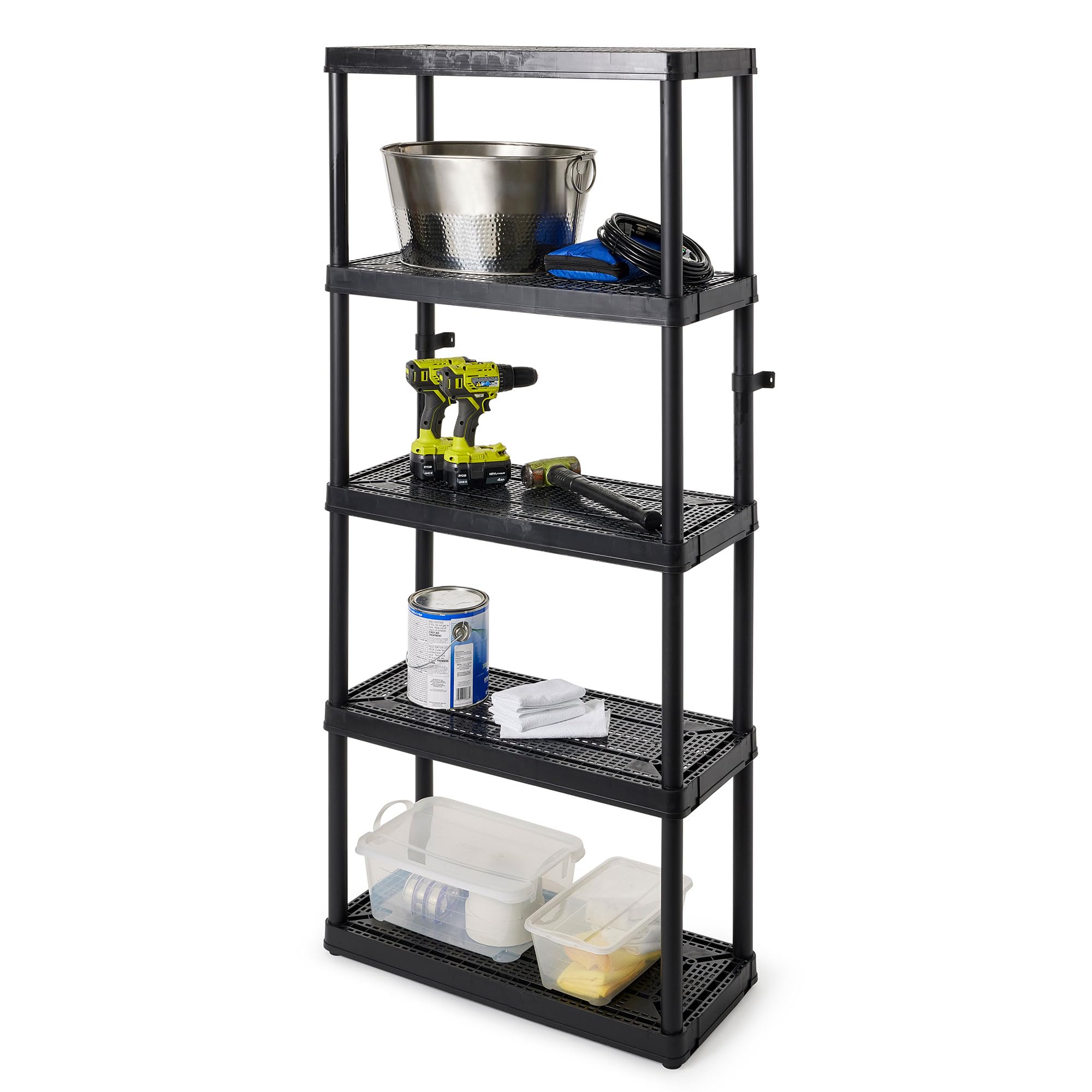 Gracious Living 5-Shelf Heavy Duty Storage Rack - Black (2 Pack) | Ventilated Shelving Unit for Home Organization, Garage, Basement & Laundry Room | Space-Saving Storage Solution for Clutter-Free Living