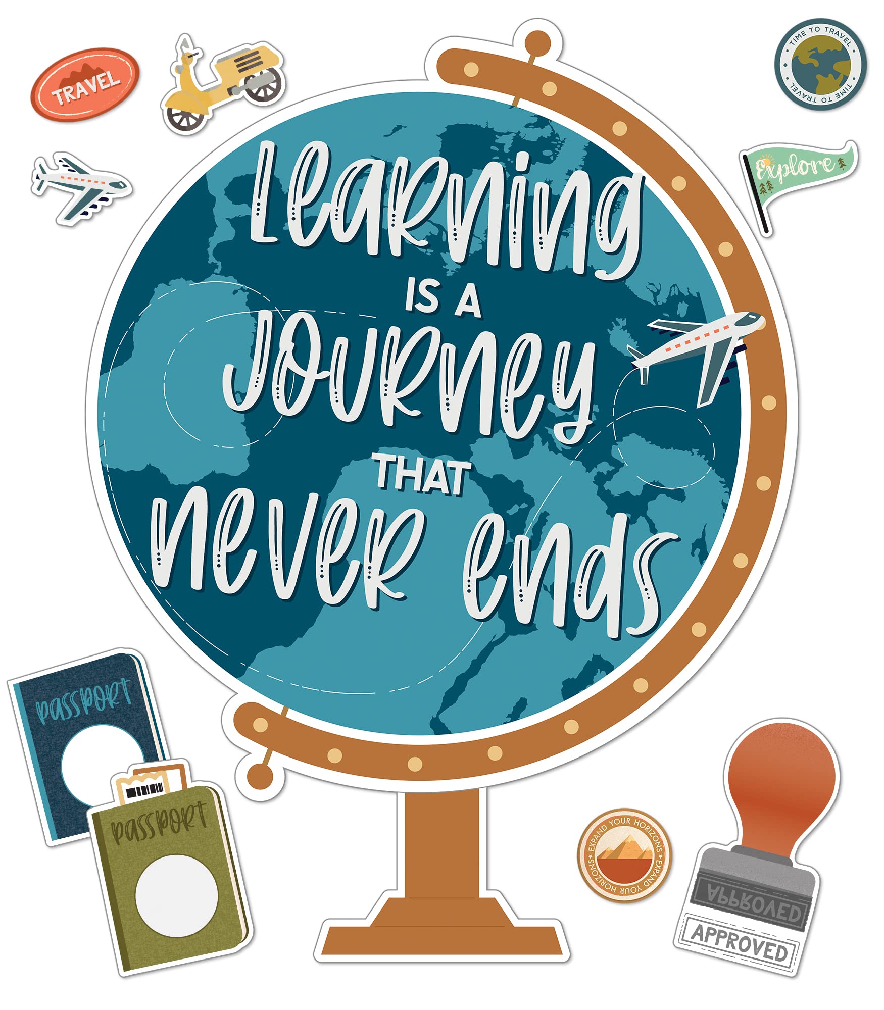 45-Piece Travel Theme Classroom Bulletin Board Set - Carson Dellosa Learning Journey Decor for Elementary School | Travel-Themed Classroom Decorations for Back to School & Teacher Supplies
