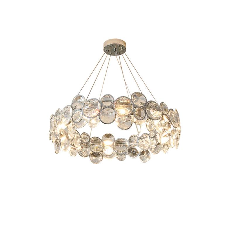 Elegant Chrome Round Crystal Chandelier - Modern Ceiling Light Fixture for Dining Room, Bedroom & Living Room Decor