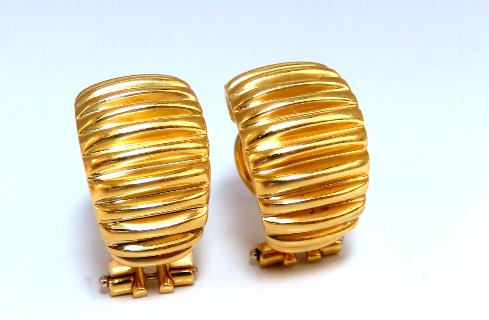 18kt Gold Embossed Vertical Row Semi Hoop Earrings - Elegant Dangle Earrings for Women, Perfect for Parties, Weddings & Everyday Wear