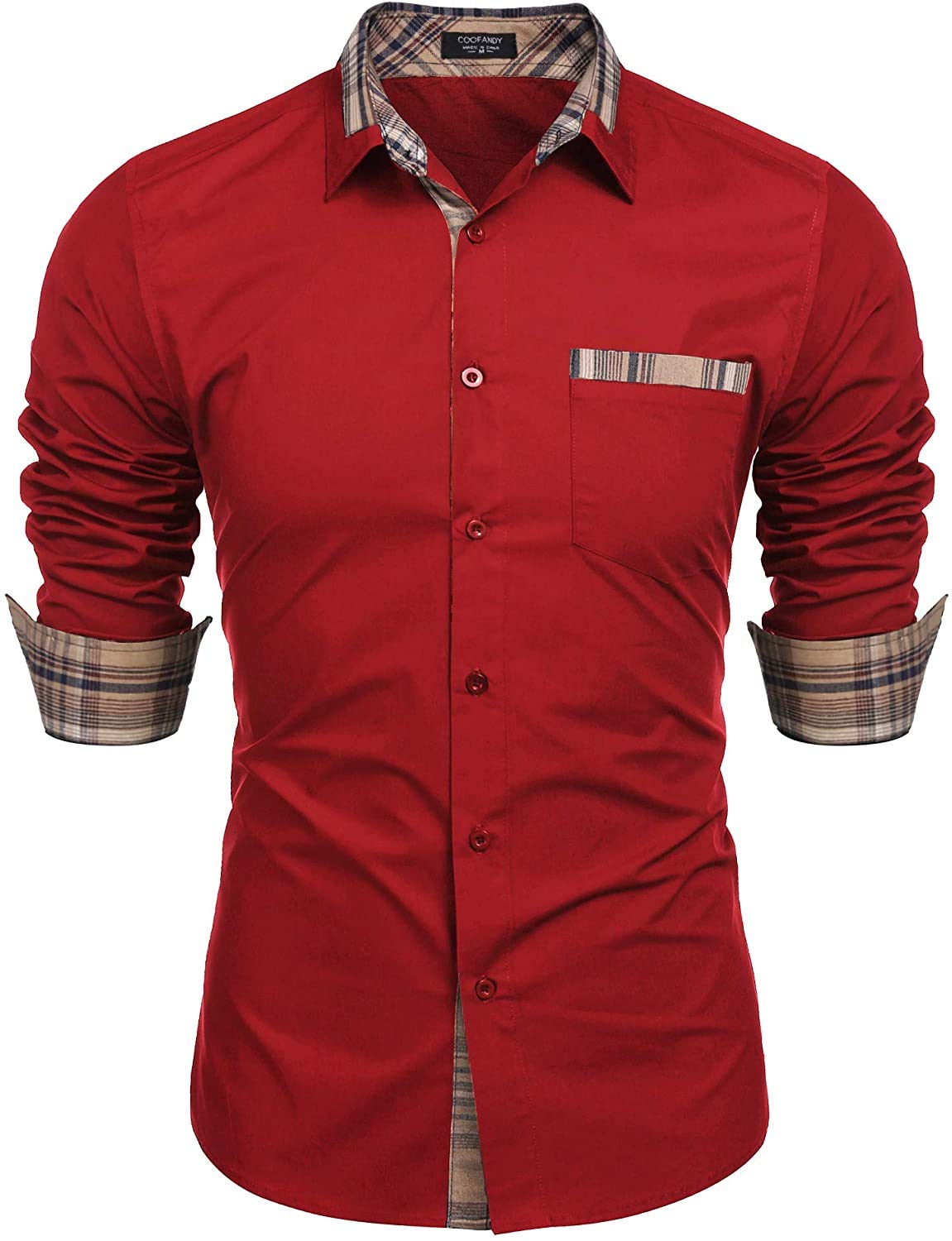 COOFANDY Men's Long Sleeve Plaid Dress Shirt - Casual Button Down Oxford Shirt for Business, Office & Date Night | Slim Fit Comfortable Work Shirt for Men