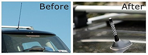 3 Pack Black & White Union Jack Flag Short Antenna for MINI Cooper All Models - Stylish Car Accessory for MINI Enthusiasts & British Car Lovers