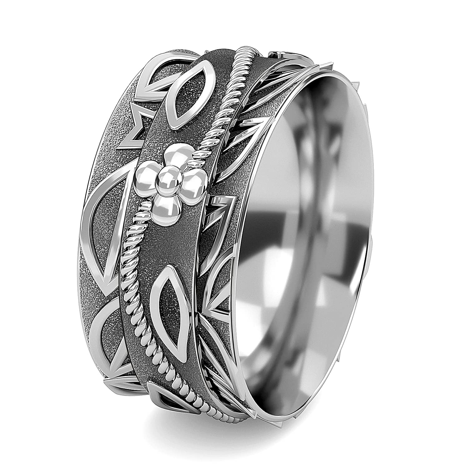925 Sterling Silver Spinner Ring for Anxiety Relief - Handmade Boho Tribal Jewelry for Women & Men - Oxidized Stress Relieving Meditation Ring - Unique Gift for Yoga, Mindfulness & Everyday Wear
