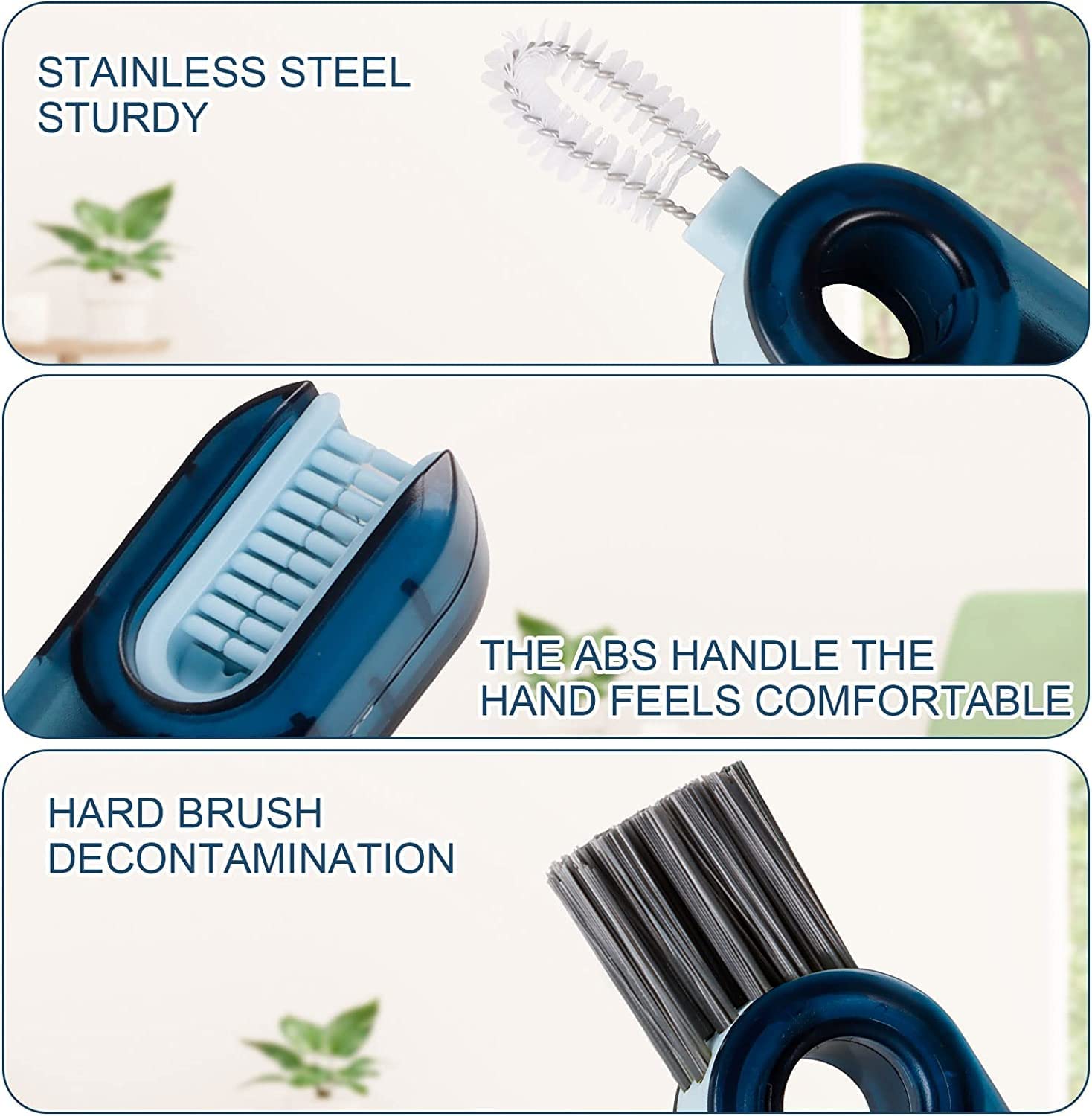 AUGEN 3-in-1 Multifunctional Cleaning Brush for Bottles, Cups, Straws & Nipples - Tiny Detail Groove Cleaner for Baby Bottles, Travel Mugs & Kitchenware (Pack of 2) - Perfect for Infant Feeding, Dishwashing & Household Cleaning