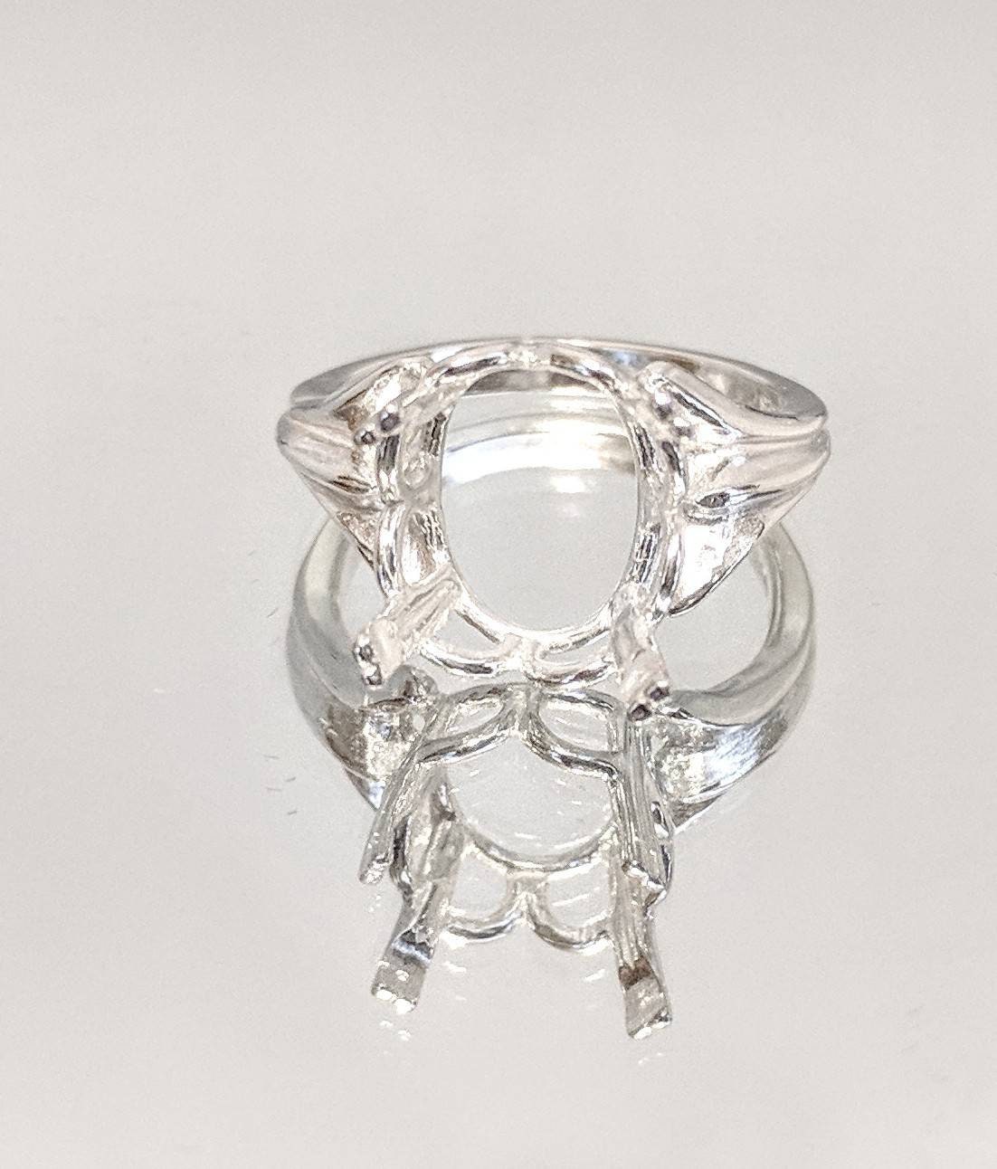 10x8mm & 20x15mm Oval Solid Sterling Silver or 14kt Gold Regalle Ring Setting - Size 7 (163537/143537) - Perfect for Engagement Rings, Wedding Bands & Jewelry Making