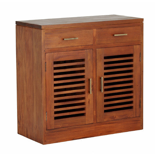 2 Drawer Buffet Sideboard in Light Pecan - Scandinavian Style Dining Room Storage Cabinet for Small Spaces | Perfect for Entryway, Living Room or Kitchen Organization