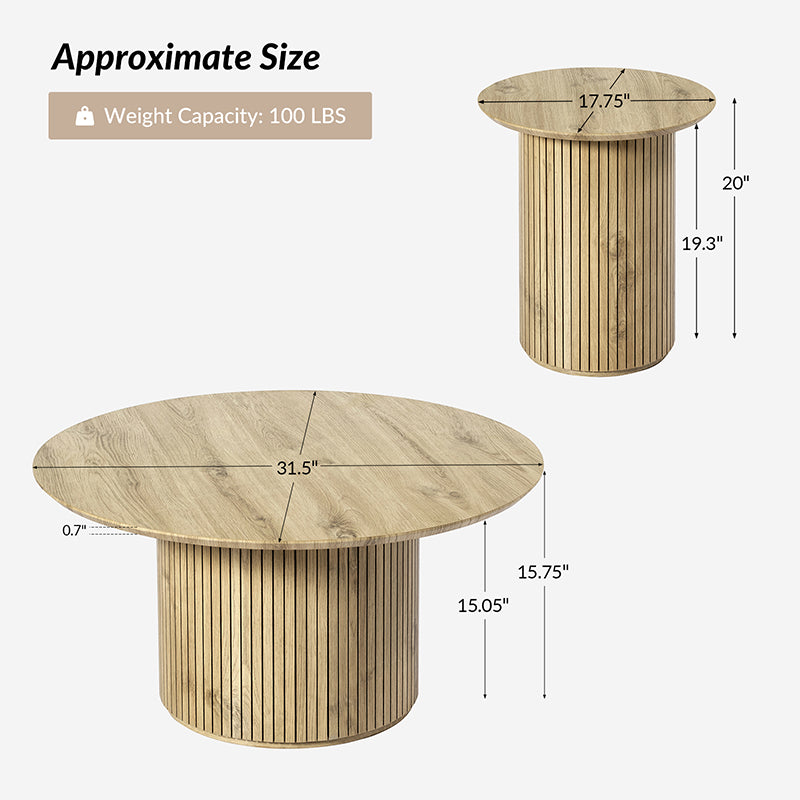 Modern Nesting Coffee Table Set - 2-Piece or 3-Piece Optional - Space-Saving Living Room Furniture for Small Spaces, Apartments & Home Decor