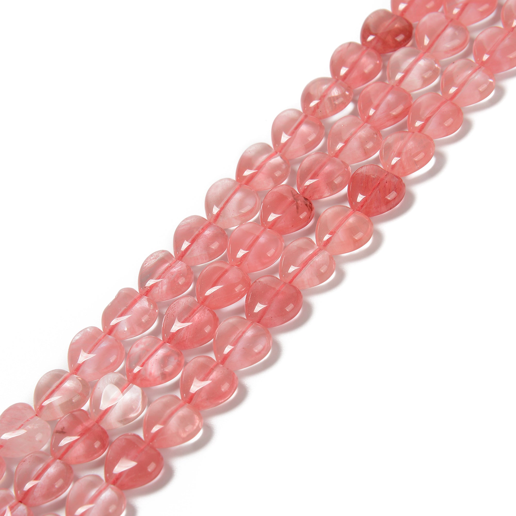 12mm Cherry Quartz Heart Shaped Beads - 15.5 Inch Strand for Jewelry Making, DIY Bracelets & Necklaces | Healing Crystal Gift for Loved Ones