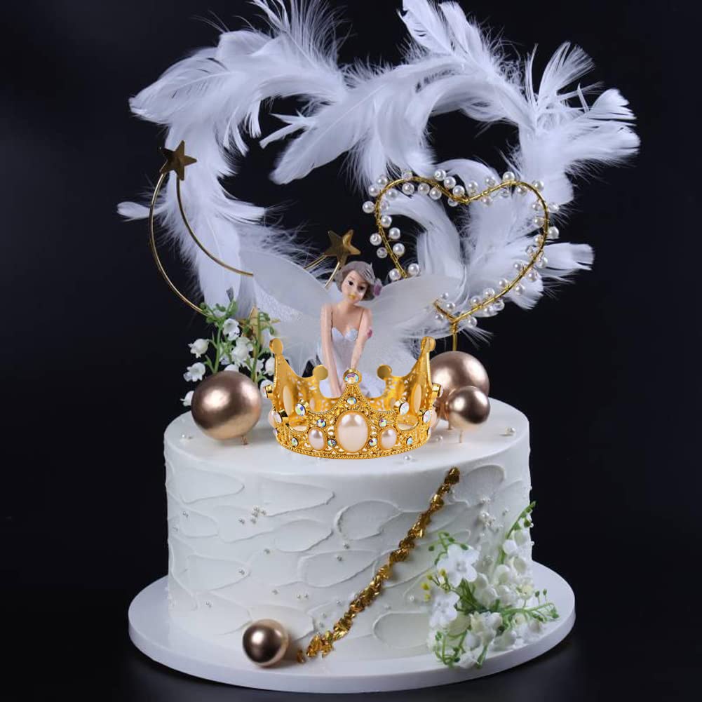 6-Piece Gold Crown Cake Toppers Set - Happy Birthday Princess Crown Decorations for Cakes, Flower Arrangements, Weddings & Parties (Gold-Ⅱ) | Perfect for Birthday Cakes, Cupcake Decorations, Bridal Showers & Royal-Themed Events