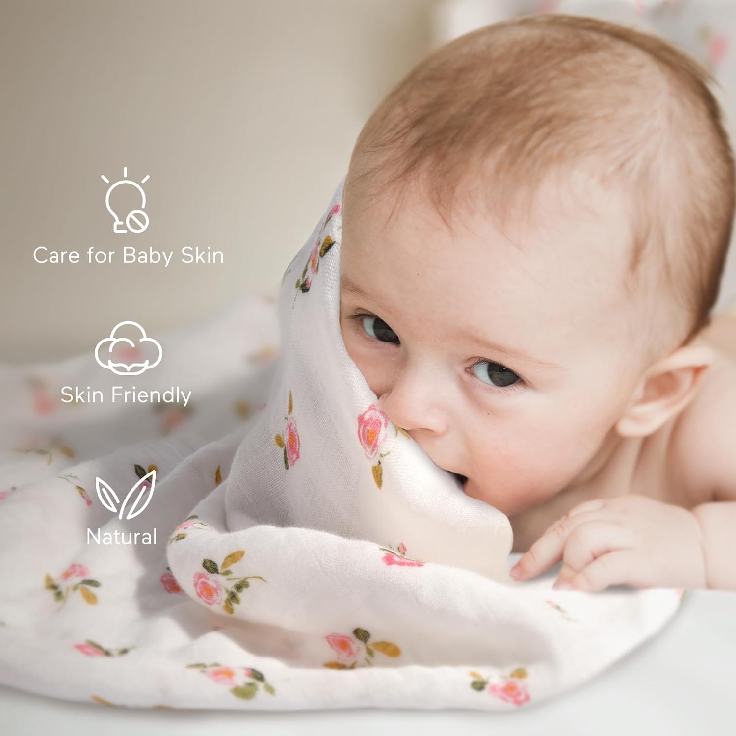 Momcozy 47x47 Inch Muslin Swaddle Blankets - Ultra Soft & Breathable Baby Receiving Blankets for Newborns (4-Pack, Unisex) | Perfect for Swaddling, Nursing, Stroller & Car Seat Cover