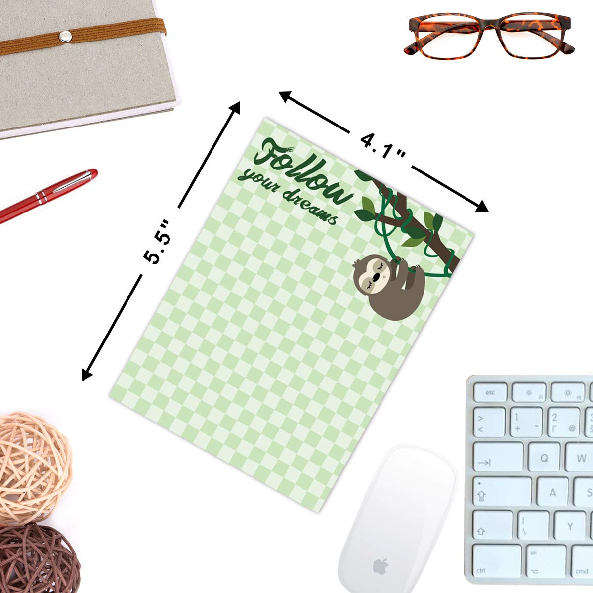 Funny Sloth Memo Pads 4-Pack - Cute Animal Notepads for Office, Home & School - Perfect Gift Idea for Lazy Days, To-Do Lists & Memos - Great for Work Desks, Study Notes & Daily Reminders