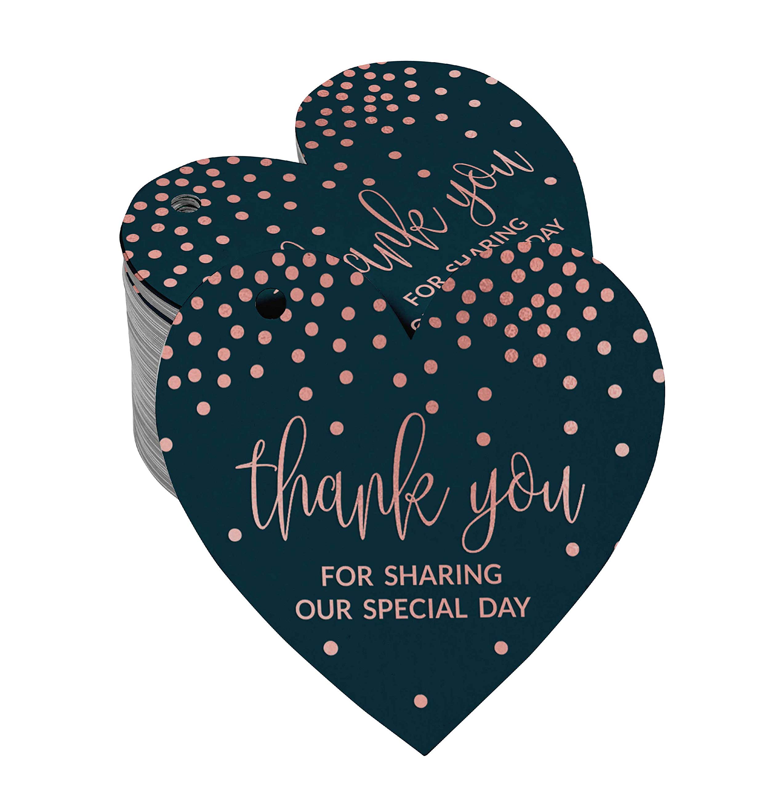 100 Pack Rose Gold Foil Thank You Tags for Bridal Shower, Baby Shower, Wedding, Birthday & Retirement Favors - Elegant Party Decorations & Gift Tags for Special Occasions