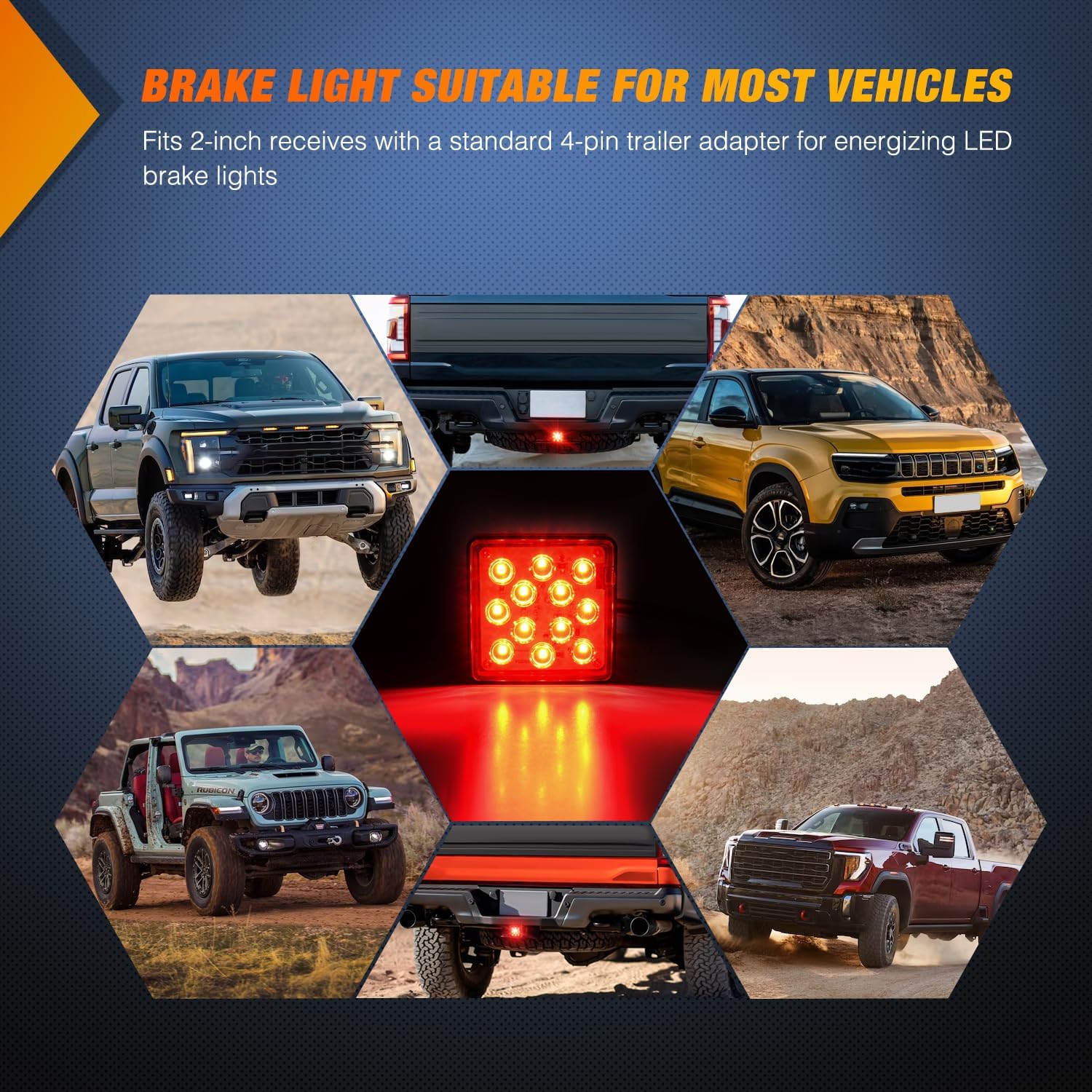 12 LED Brake Light Trailer Hitch Cover - Waterproof & Durable for Trucks, SUVs & RVs - Perfect for Night Driving & Enhanced Safety