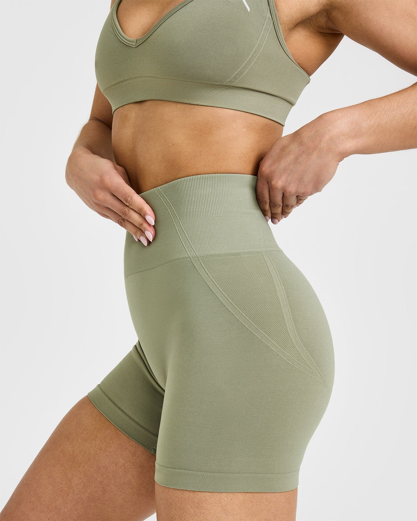 Effortless Seamless Shorts for Women - Soft Stretchy High Waisted Yoga Shorts in Deep Sage Green | Perfect for Workouts, Lounge & Summer Activities