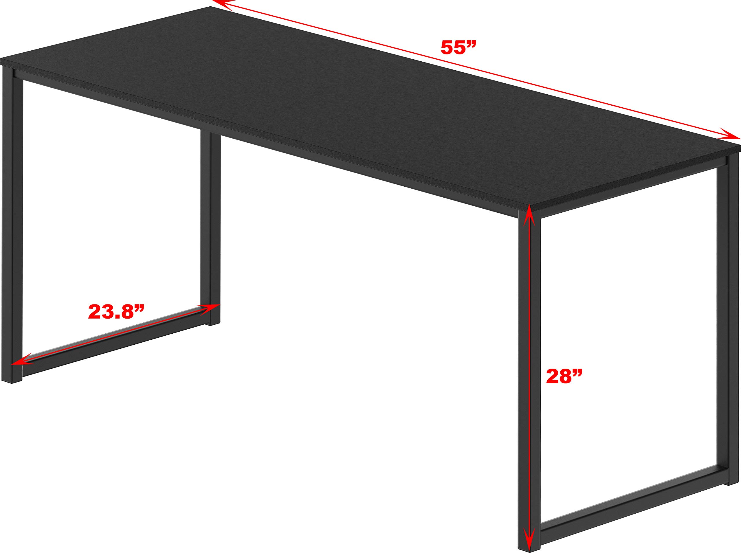 SHW Mission 55-Inch Home Office Computer Desk, Black - Modern Writing Desk for Small Spaces, Perfect for Remote Work, Gaming & Study