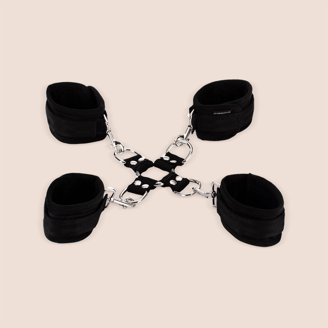 Sportsheets 5-Piece Hog Tie & Cuff Set - Adjustable Bondage Restraints with 4 Detachable Cuffs for BDSM, Couples Play & Spicing Up Your Bedroom